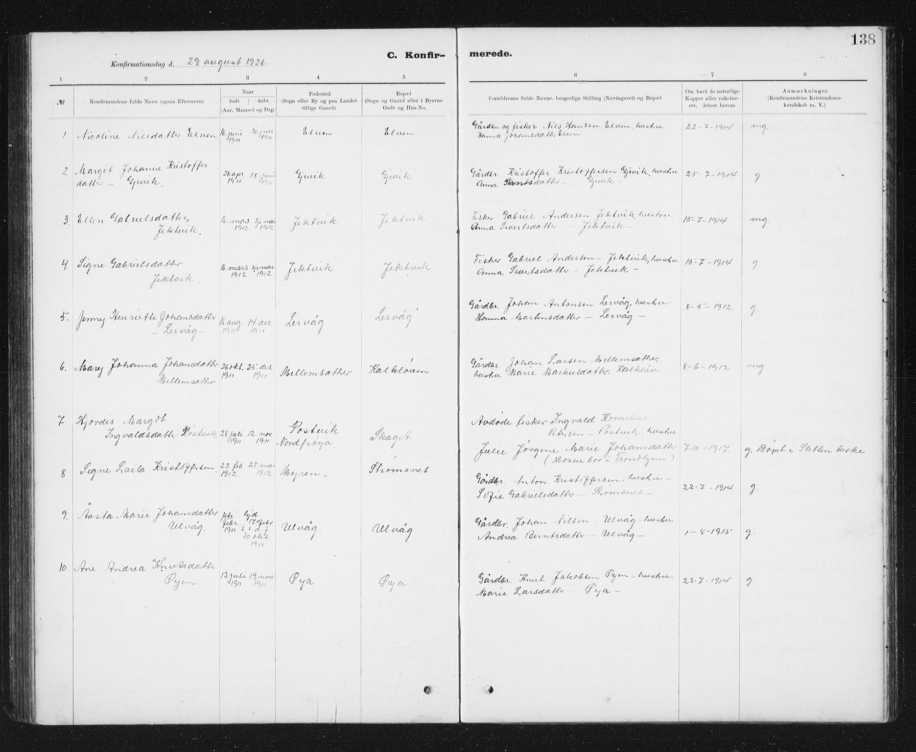 Ministerialprotokoller, klokkerbøker og fødselsregistre - Sør-Trøndelag, SAT/A-1456/637/L0563: Klokkerbok nr. 637C04, 1899-1940, s. 138
