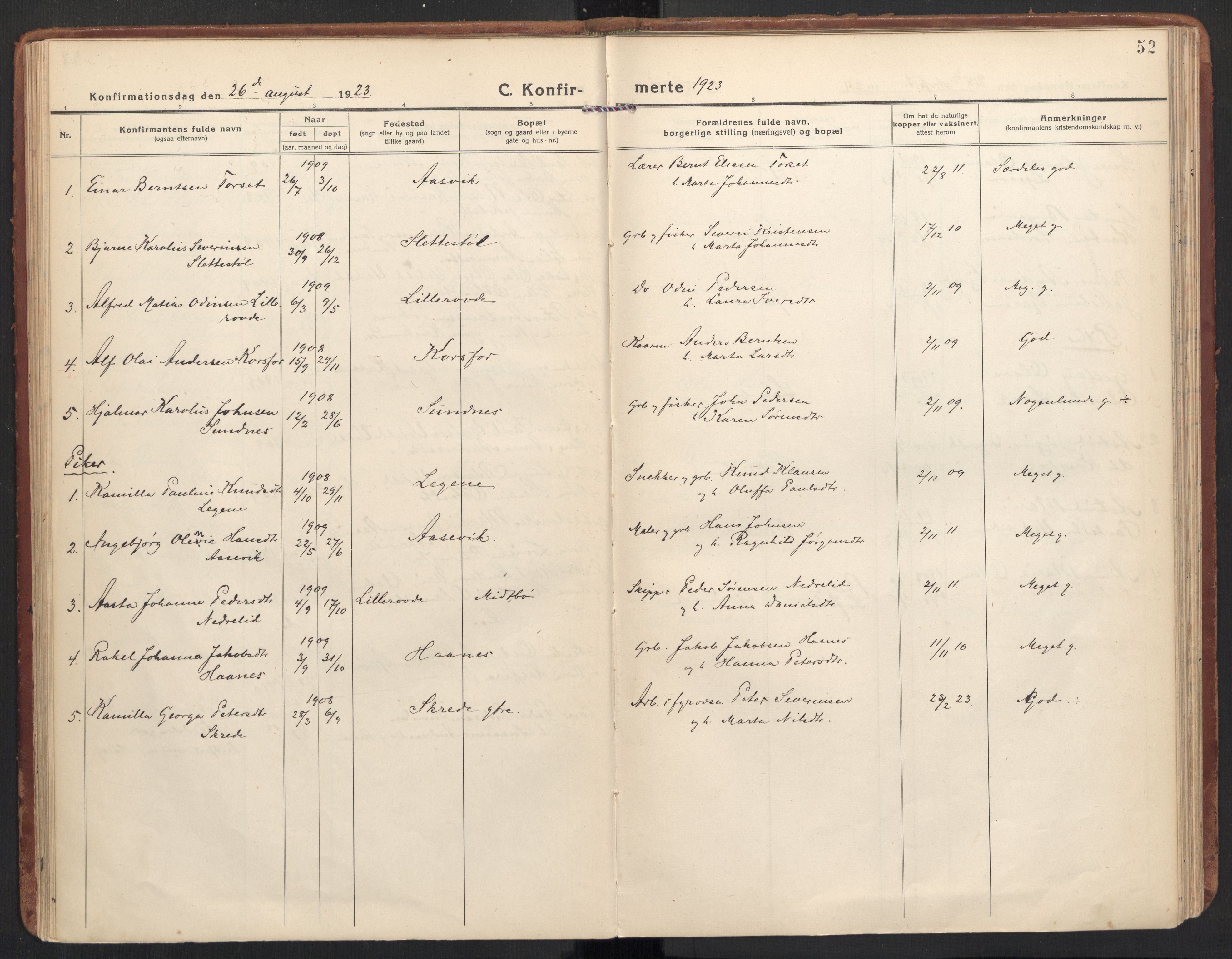 Ministerialprotokoller, klokkerbøker og fødselsregistre - Møre og Romsdal, AV/SAT-A-1454/504/L0058: Ministerialbok nr. 504A05, 1920-1940, s. 52