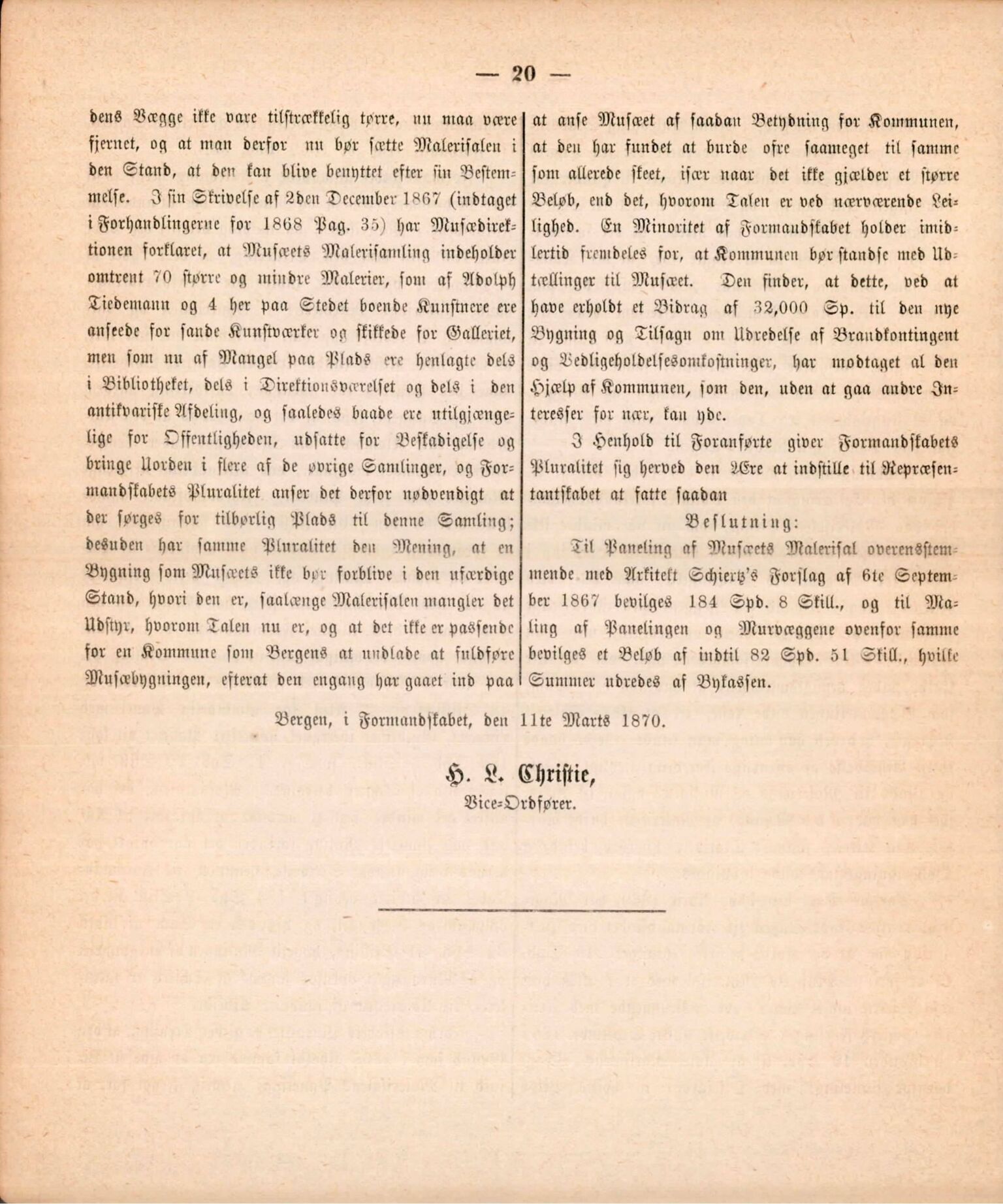 Bergen kommune. Formannskapet, BBA/A-0003/Ad/L0025: Bergens Kommuneforhandlinger, 1870