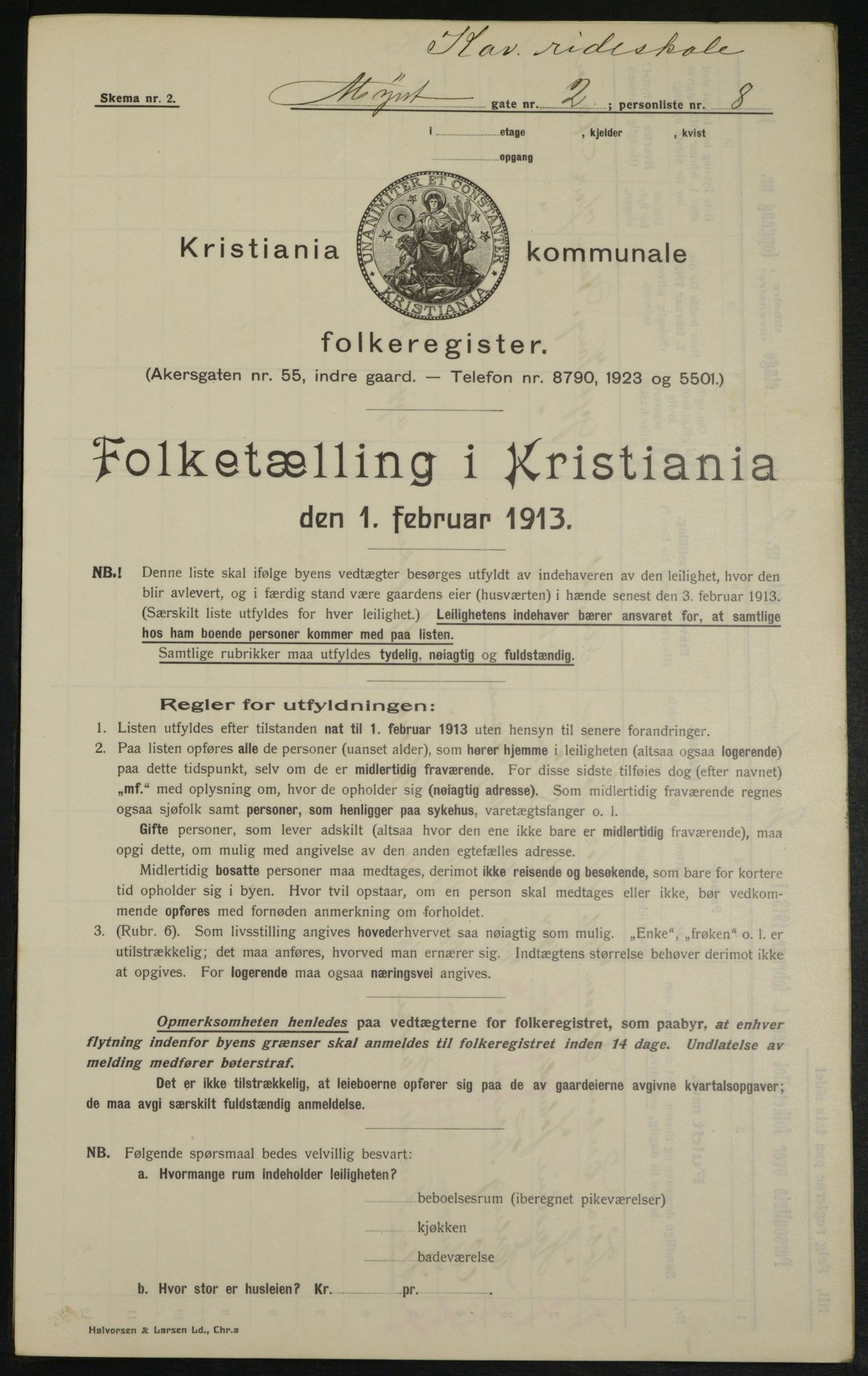 OBA, Kommunal folketelling 1.2.1913 for Kristiania, 1913, s. 68290