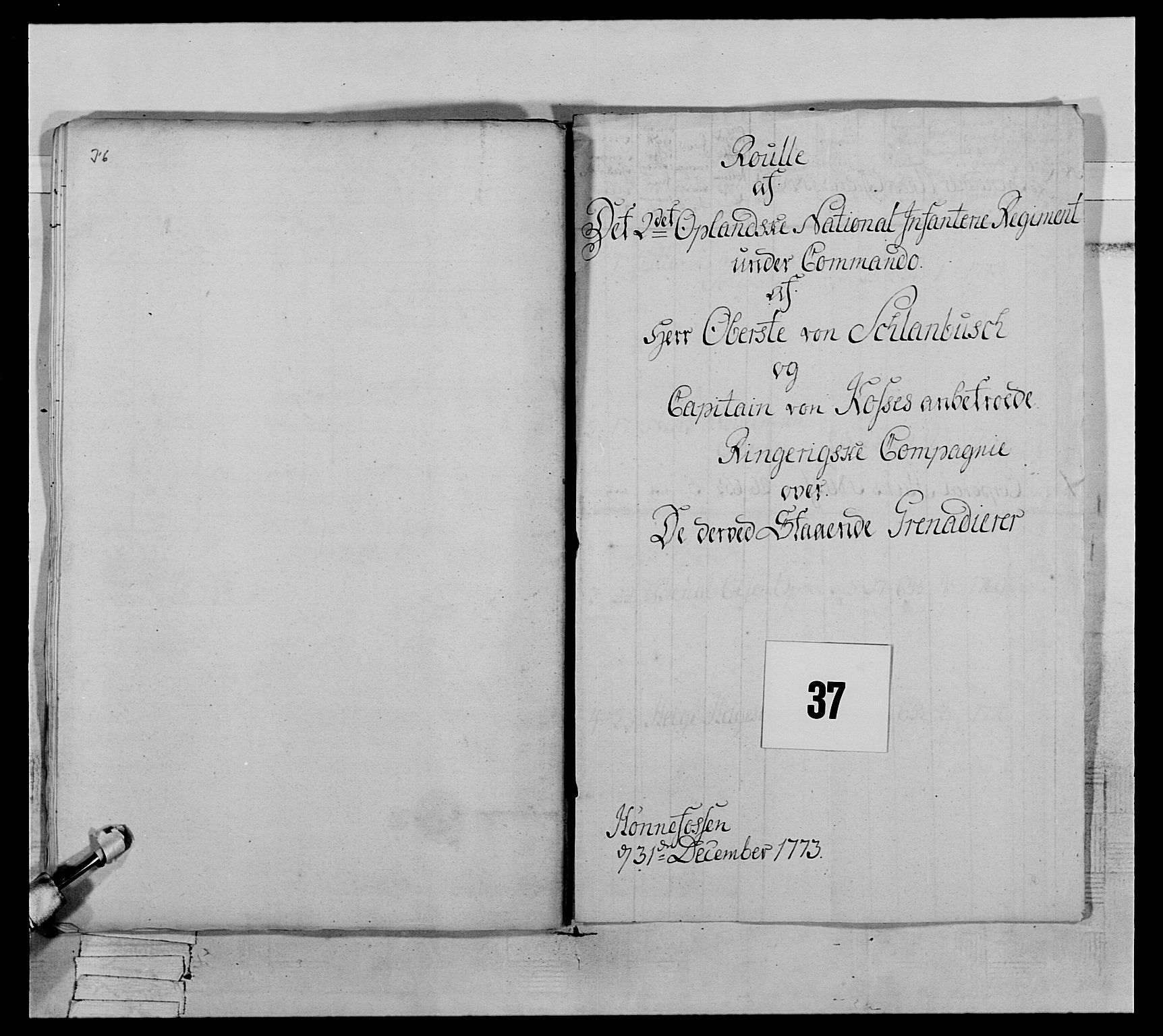 Generalitets- og kommissariatskollegiet, Det kongelige norske kommissariatskollegium, RA/EA-5420/E/Eh/L0063: 2. Opplandske nasjonale infanteriregiment, 1773, s. 619