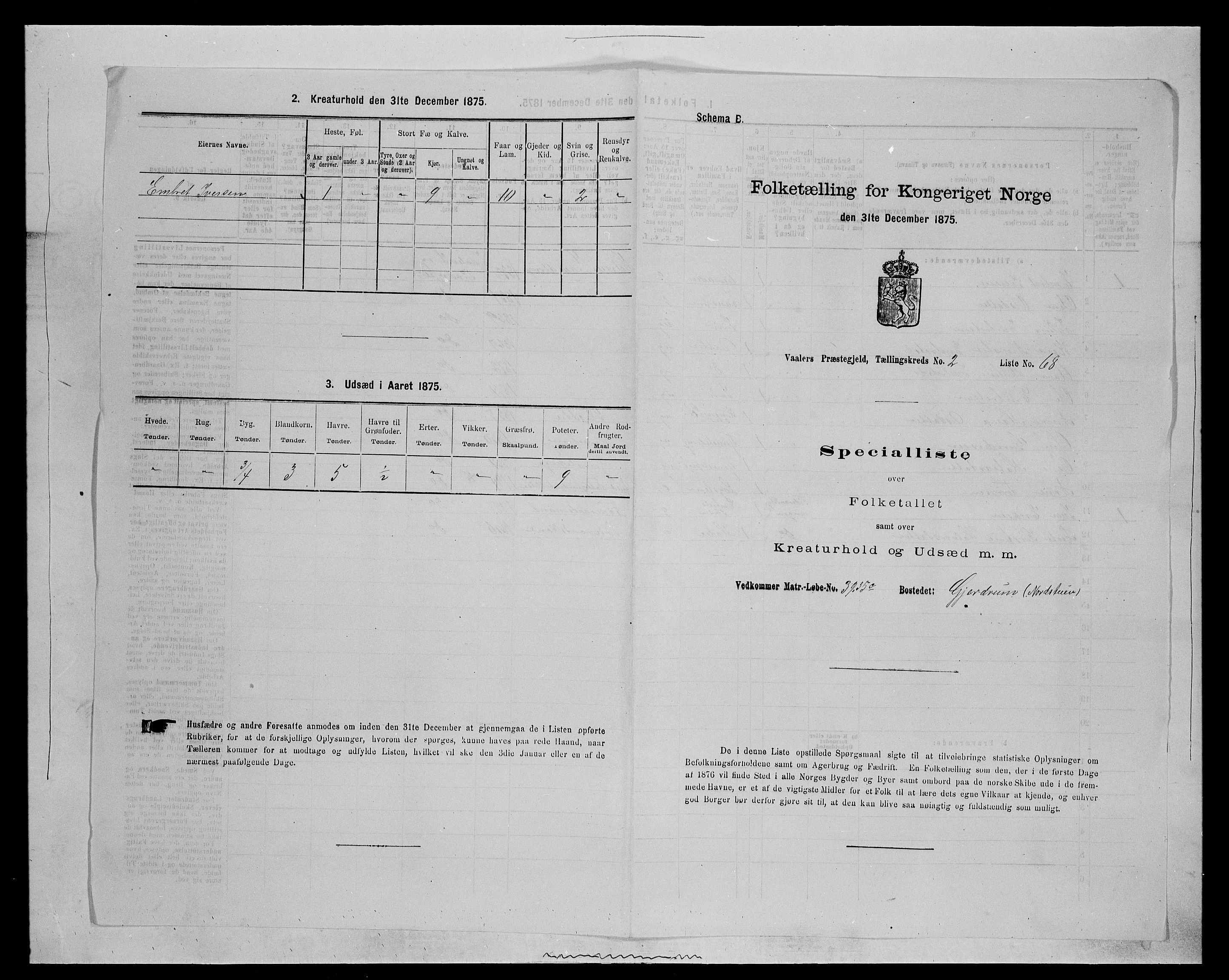 SAH, Folketelling 1875 for 0426P Våler prestegjeld (Hedmark), 1875, s. 379