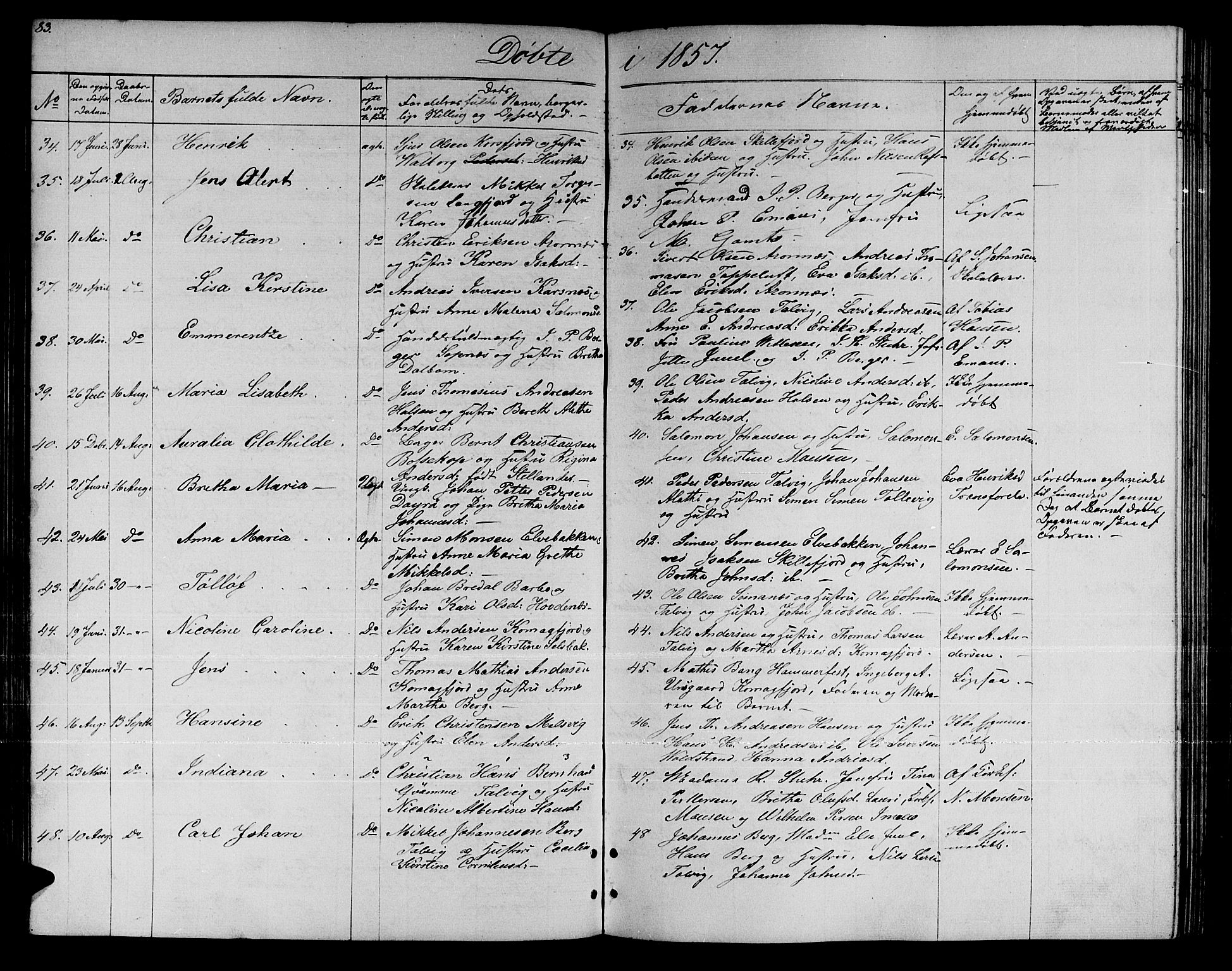 Talvik sokneprestkontor, AV/SATØ-S-1337/H/Hb/L0001klokker: Klokkerbok nr. 1, 1847-1863, s. 83
