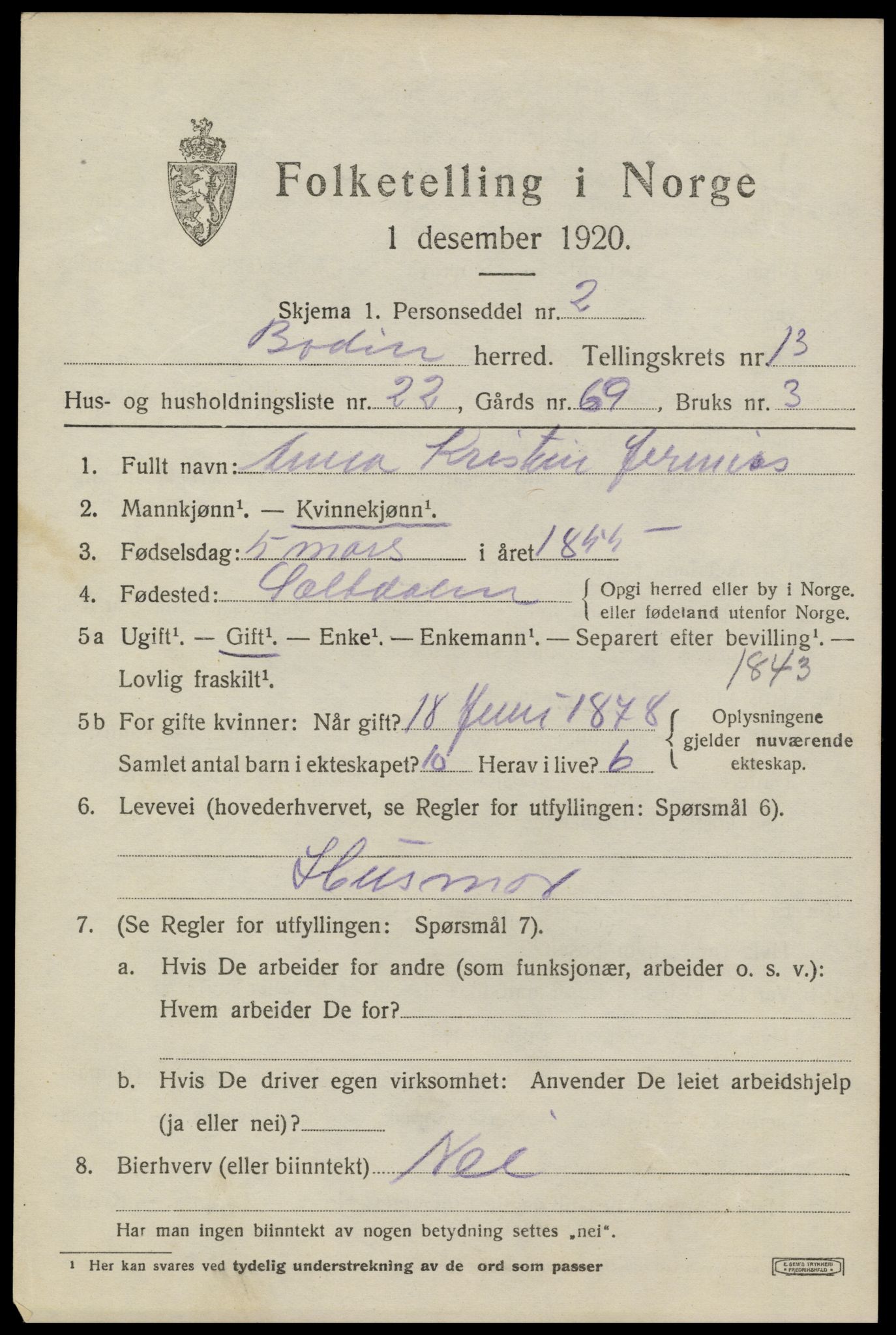 SAT, Folketelling 1920 for 1843 Bodin herred, 1920, s. 9590
