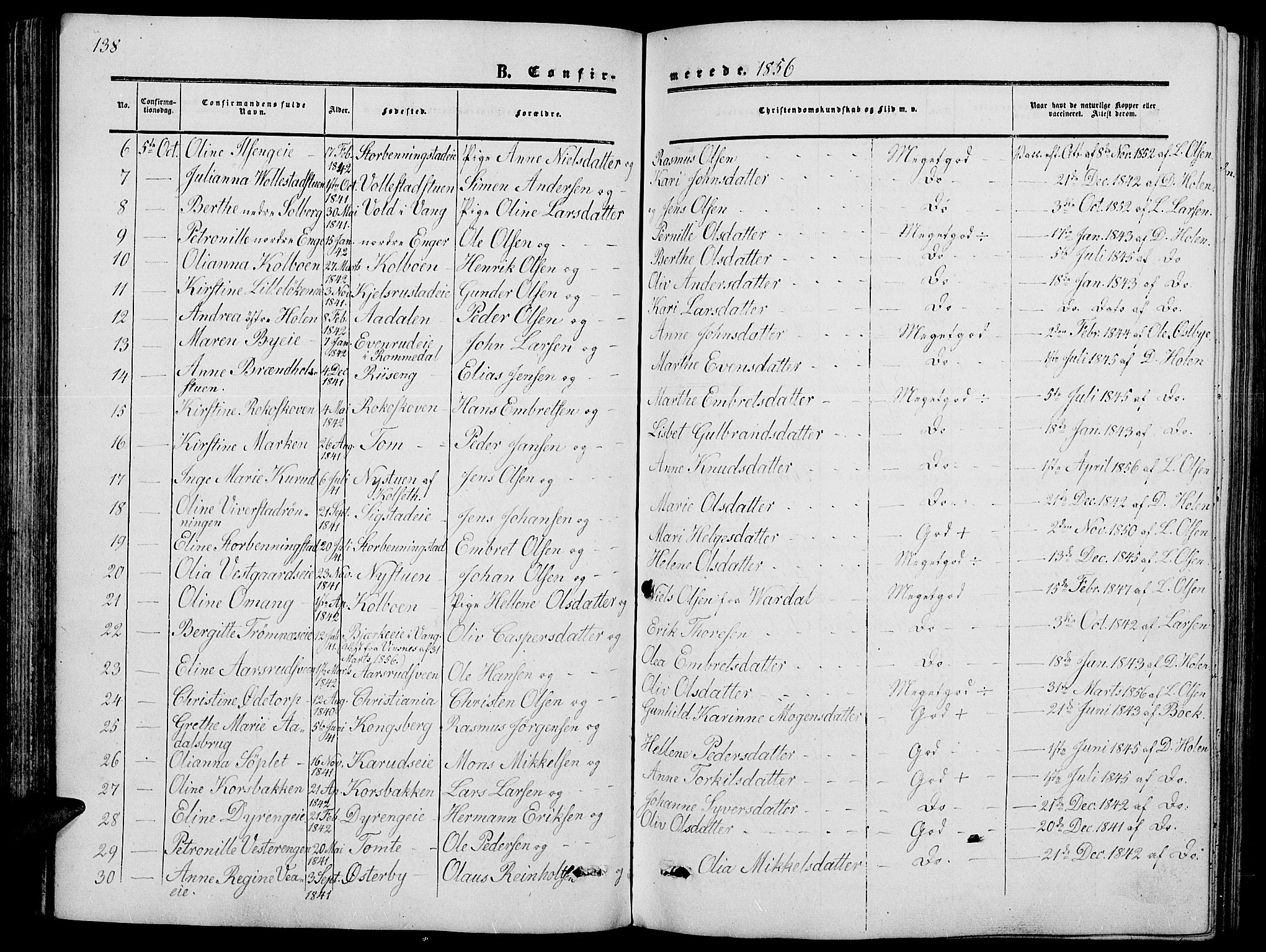 Løten prestekontor, AV/SAH-PREST-022/L/La/L0003: Klokkerbok nr. 3, 1850-1862, s. 138