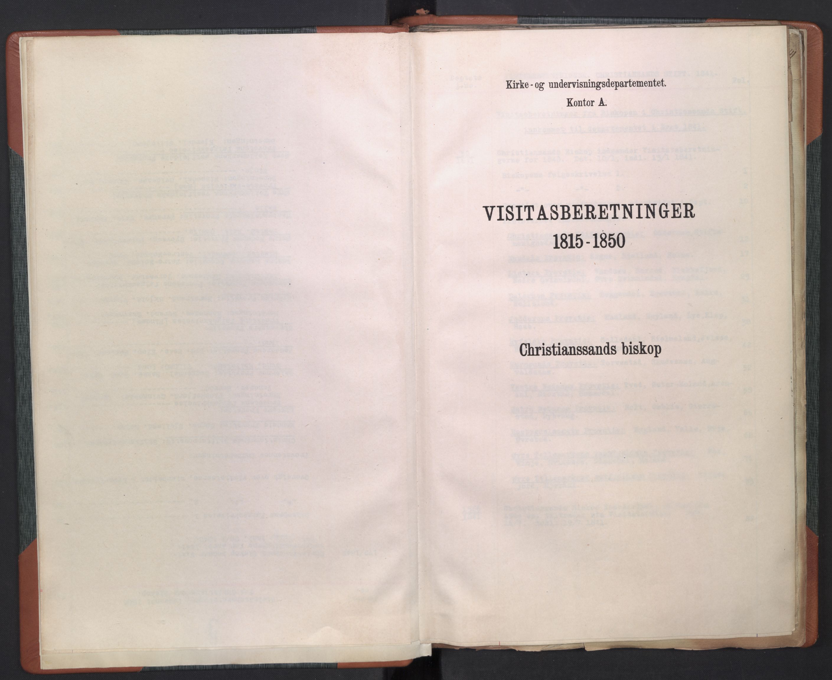 Kirke- og undervisningsdepartementet, Kontoret  for kirke og geistlighet A, AV/RA-S-1007/D/Dc/L0357: Visitasberetninger. Kristiansand stift, 1841-1842