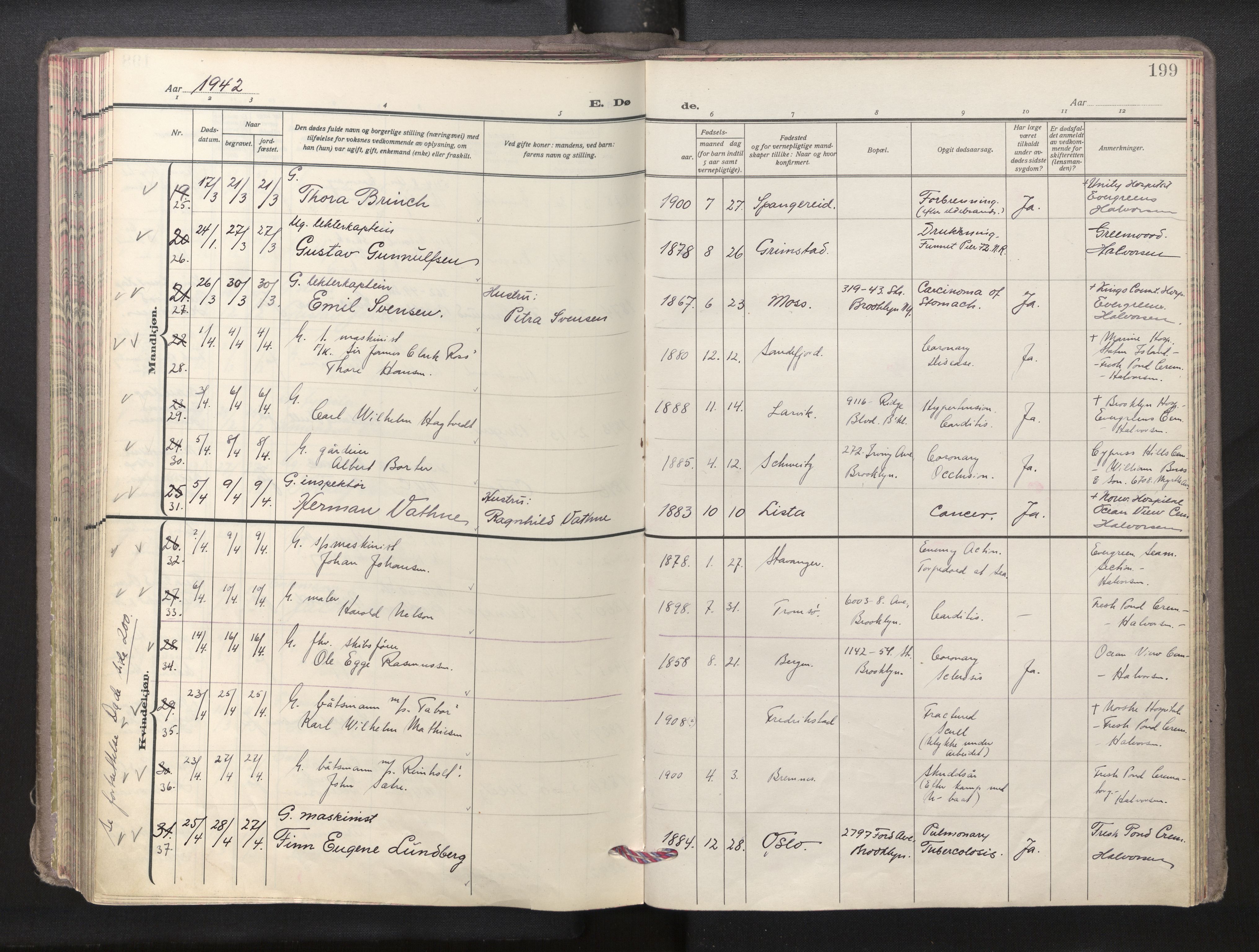Den norske sjømannsmisjon i utlandet/New York, AV/SAB-SAB/PA-0110/H/Ha/L0009: Ministerialbok nr. A 9, 1935-1945, s. 198b-199a