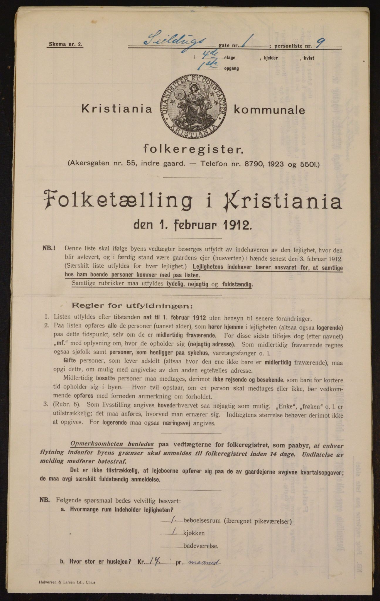 OBA, Kommunal folketelling 1.2.1912 for Kristiania, 1912, s. 94027
