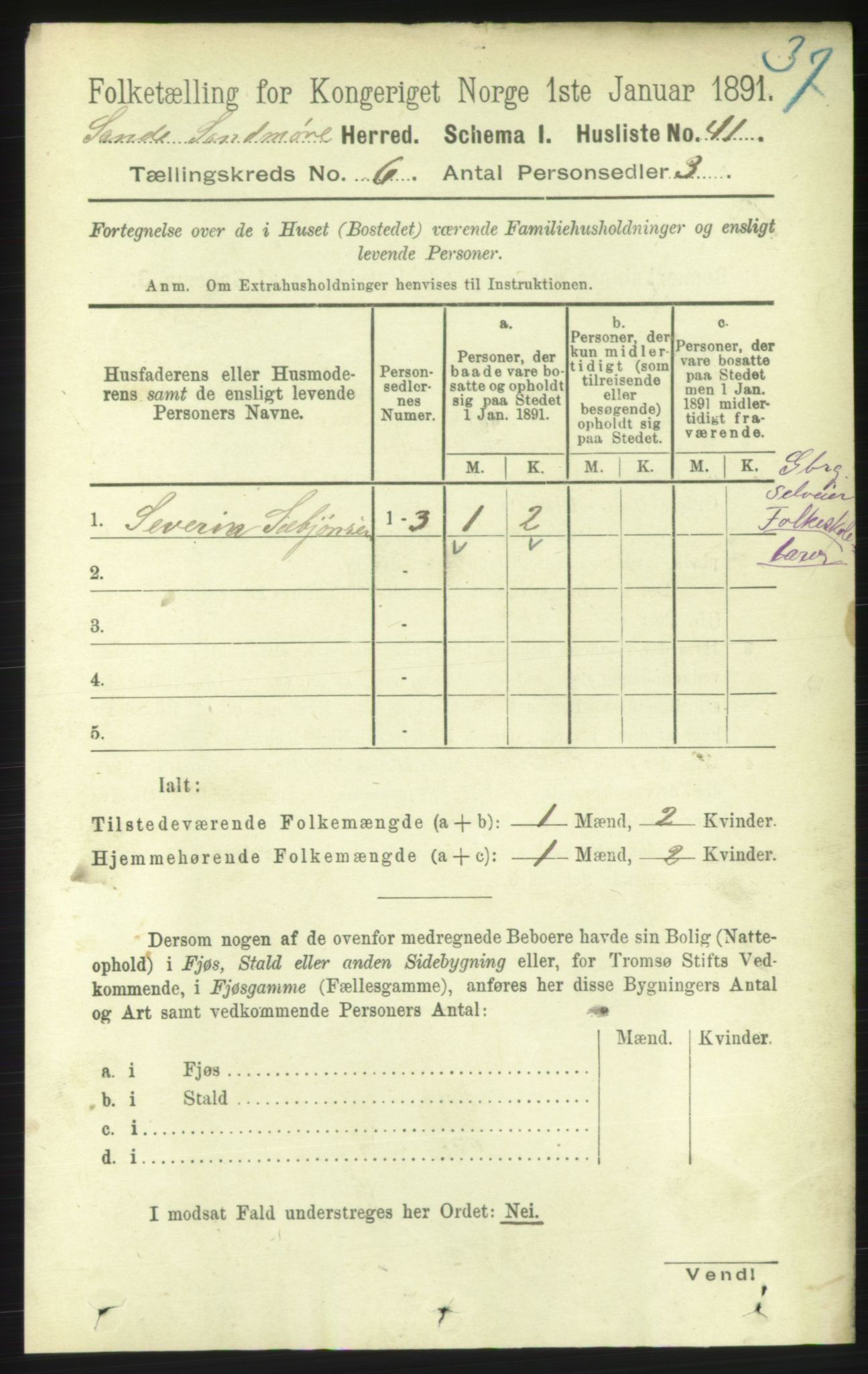 RA, Folketelling 1891 for 1514 Sande herred, 1891, s. 1031