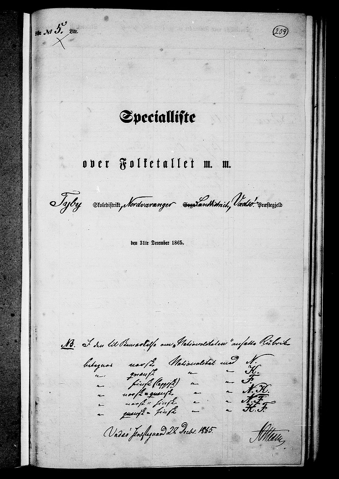 RA, Folketelling 1865 for 2029L Vadsø prestegjeld, Nord-Varanger sokn, 1865, s. 36