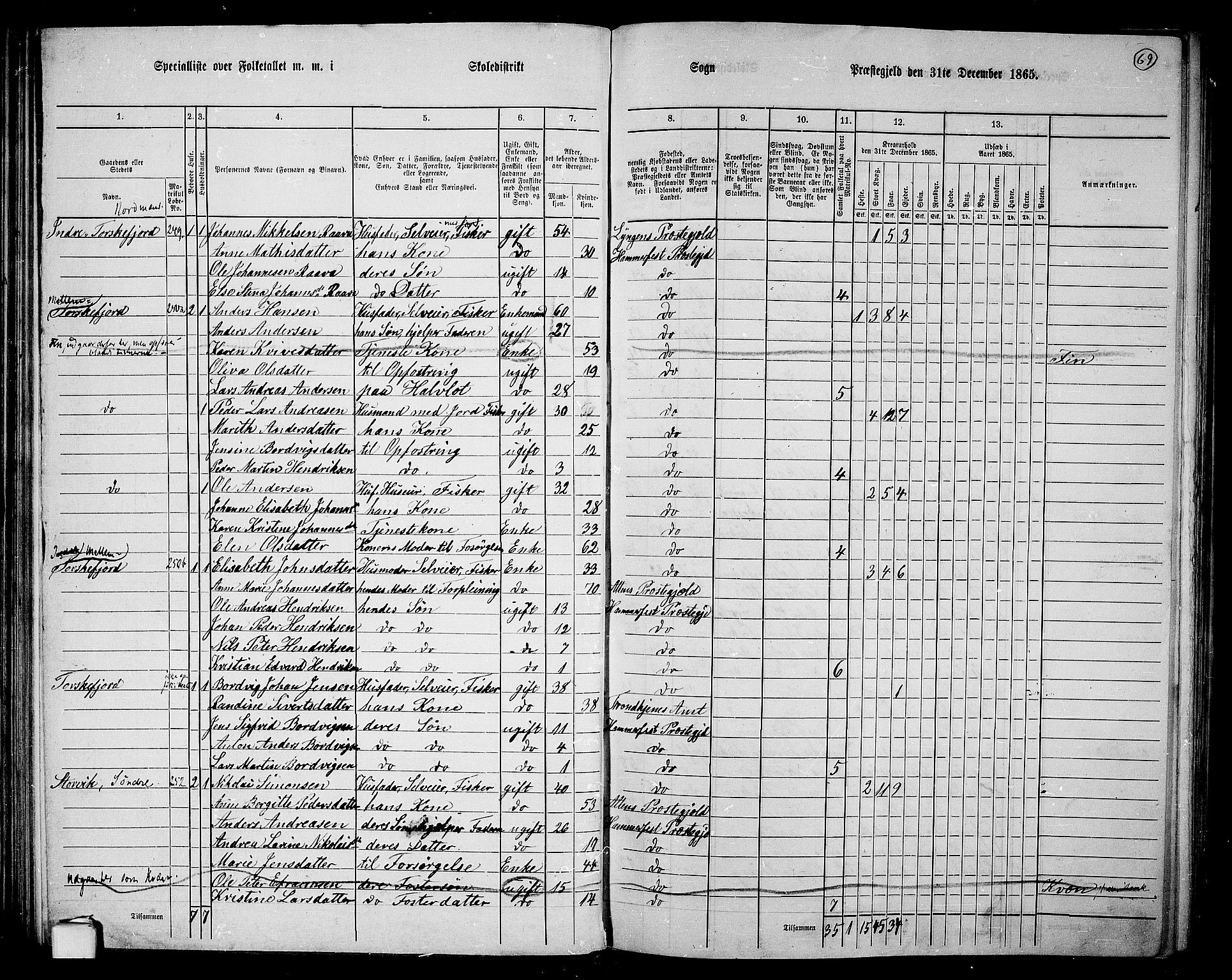 RA, Folketelling 1865 for 2016L Hammerfest prestegjeld, Hammerfest landsokn, 1865, s. 61