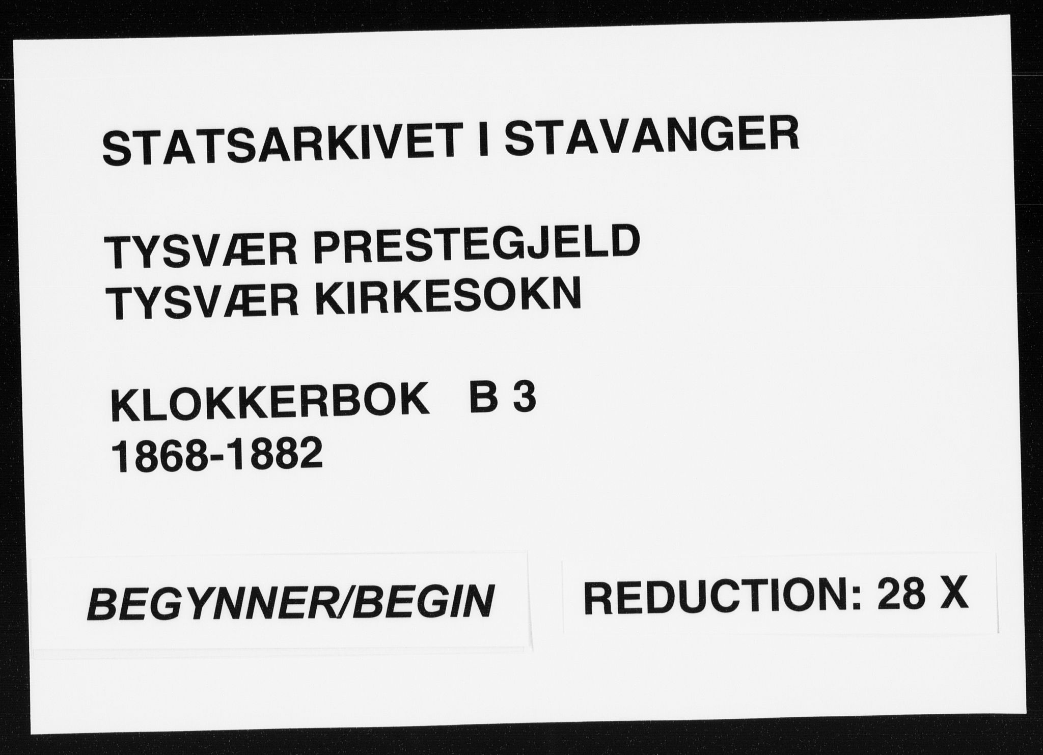 Tysvær sokneprestkontor, SAST/A -101864/H/Ha/Hab/L0003: Klokkerbok nr. B 3, 1868-1882