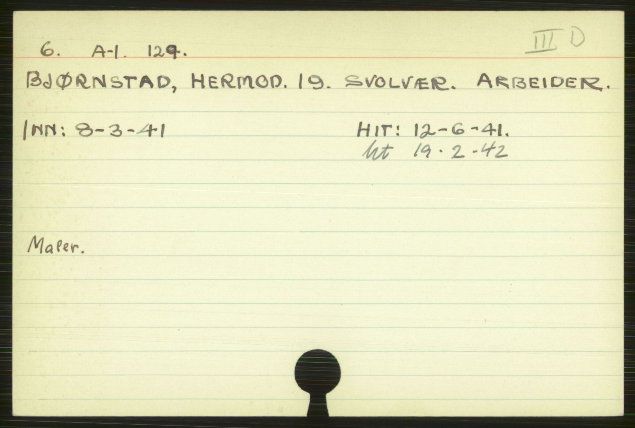 Befehlshaber der Sicherheitspolizei und des SD, AV/RA-RAFA-5969/F/Fa/Faa/L0028: Kartotekkort over Grinifanger, arbeidsdisiplin m.d. (ca 850 fanger), 1941-1942