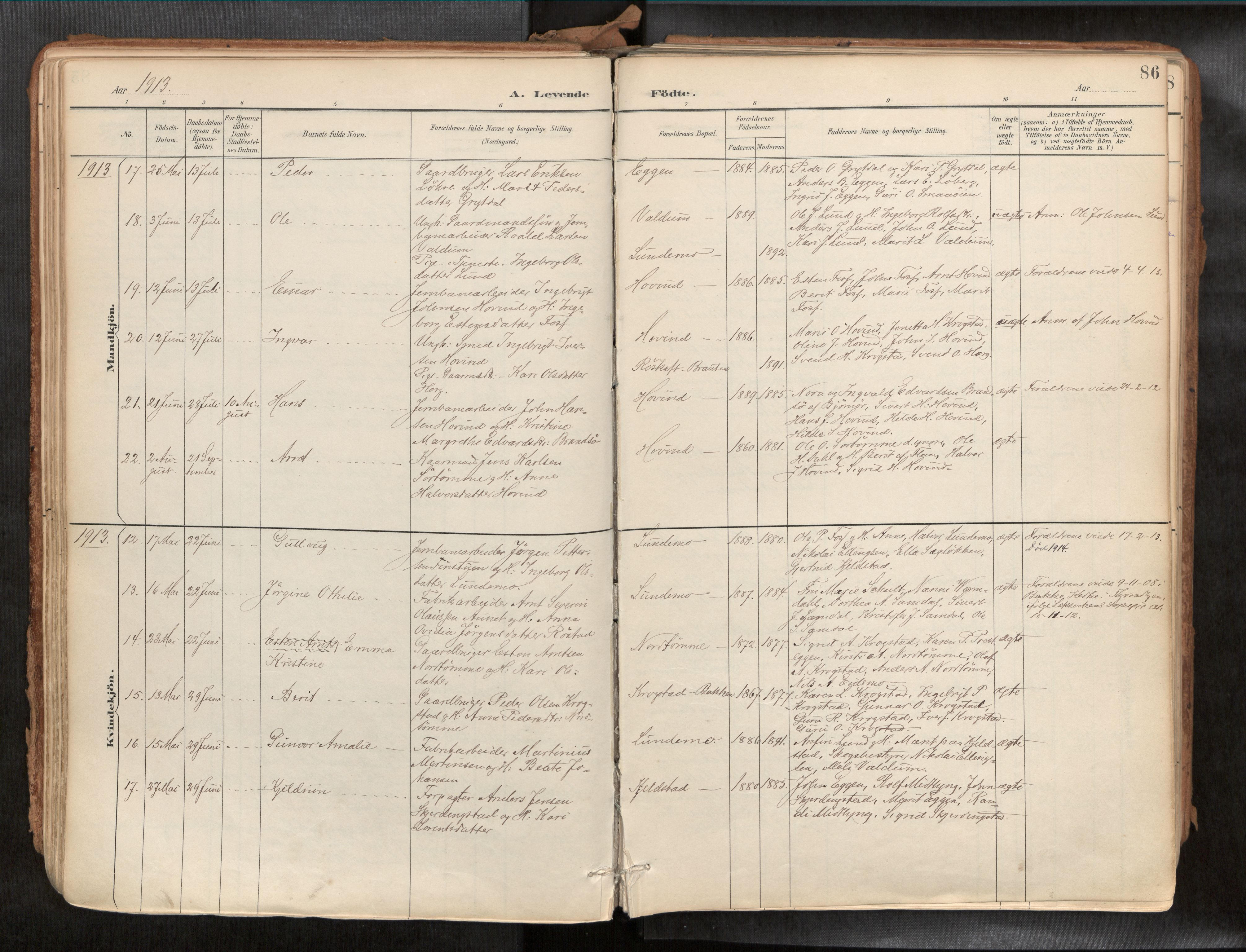 Ministerialprotokoller, klokkerbøker og fødselsregistre - Sør-Trøndelag, AV/SAT-A-1456/692/L1105b: Ministerialbok nr. 692A06, 1891-1934, s. 86