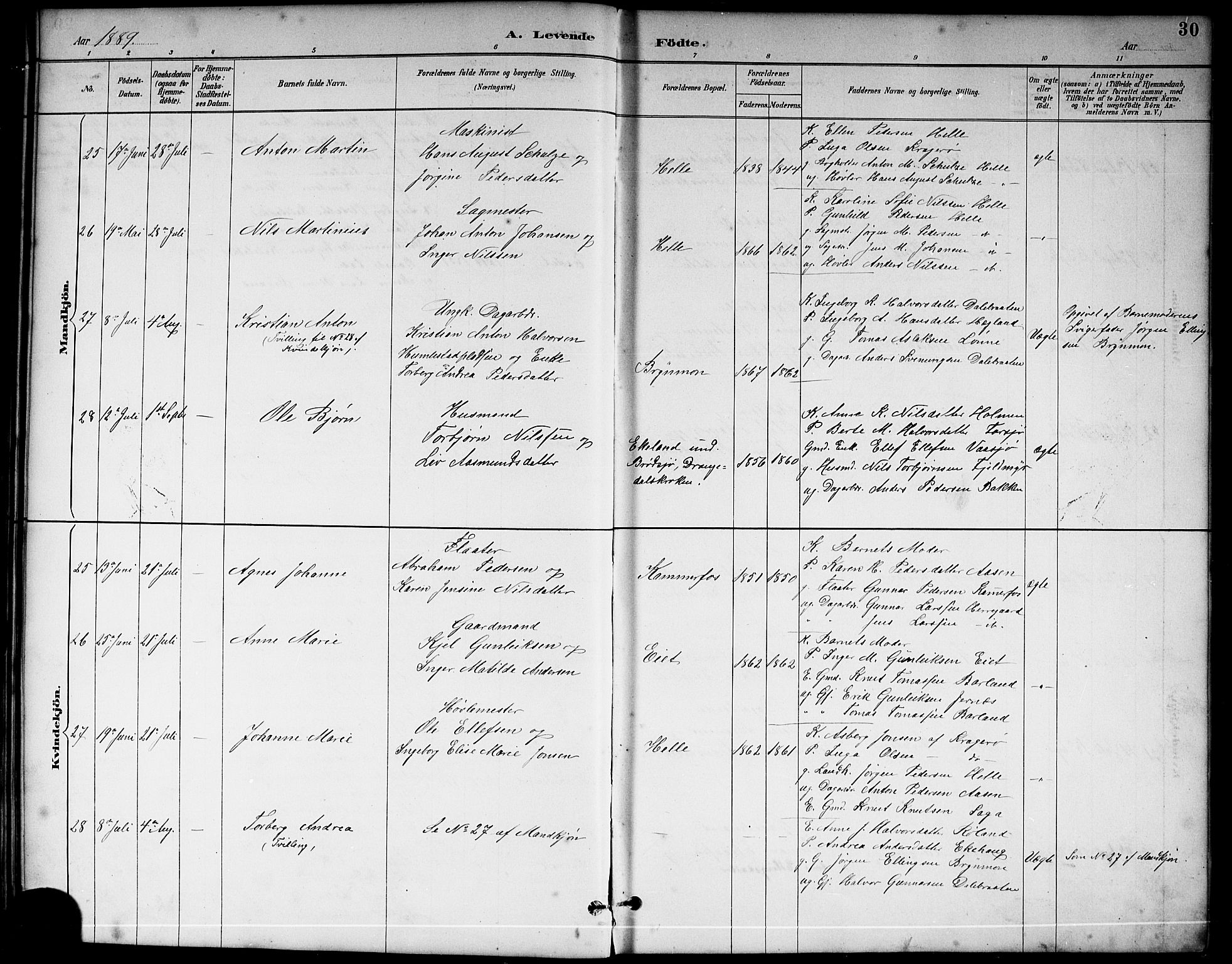Sannidal kirkebøker, AV/SAKO-A-296/G/Ga/L0003: Klokkerbok nr. 3, 1887-1922, s. 30
