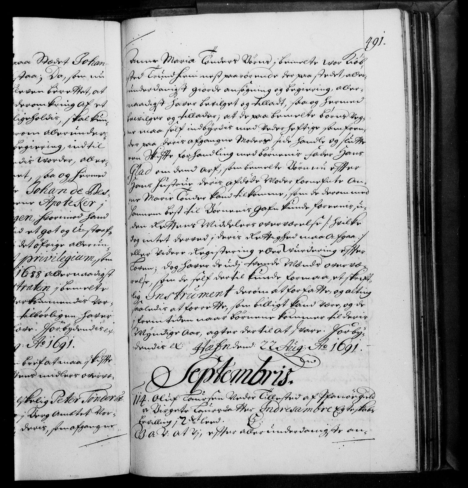 Danske Kanselli 1572-1799, RA/EA-3023/F/Fc/Fca/Fcaa/L0015: Norske registre (mikrofilm), 1688-1691, s. 491a