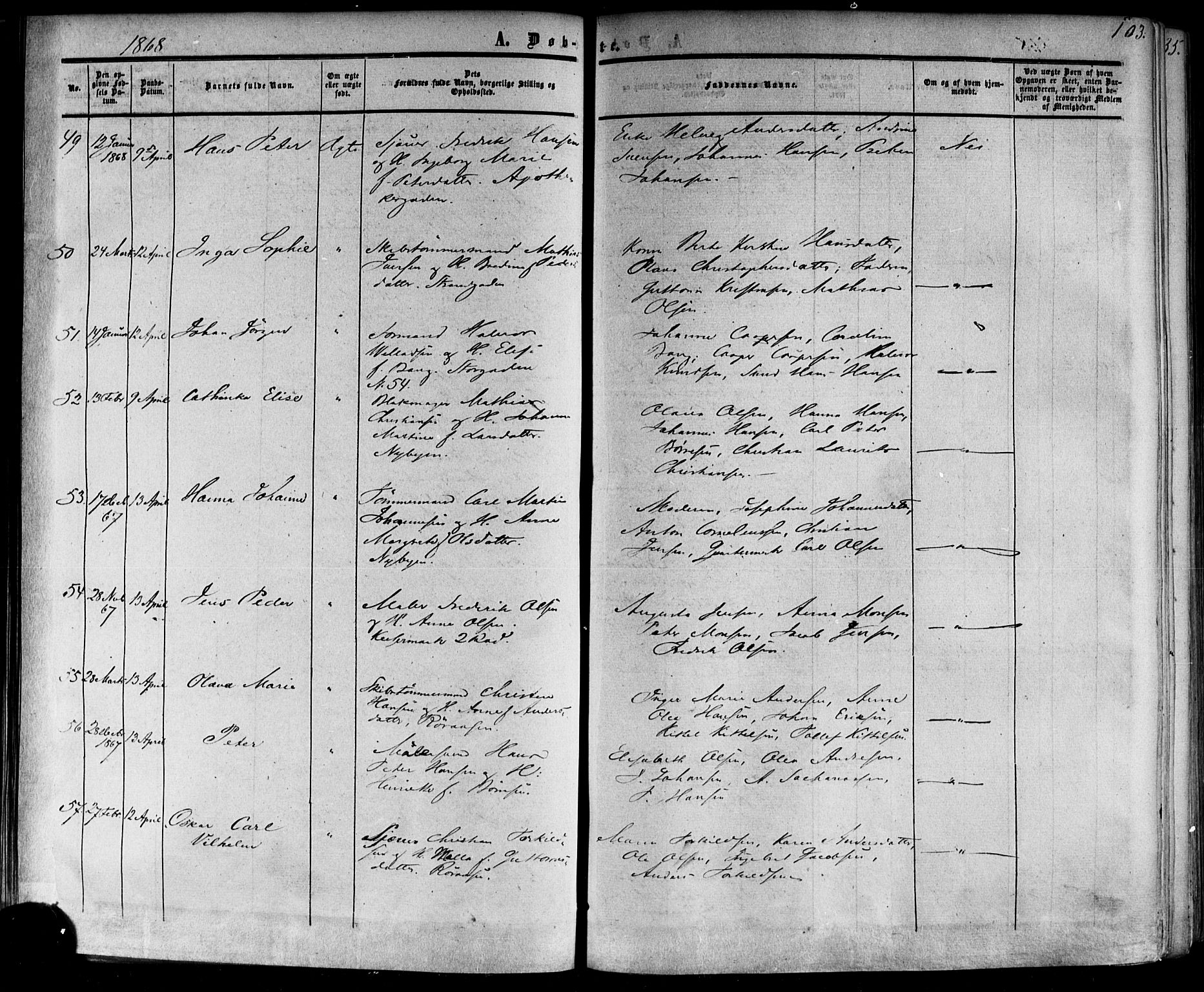 Horten kirkebøker, AV/SAKO-A-348/F/Fa/L0001: Ministerialbok nr. 1, 1855-1871, s. 103