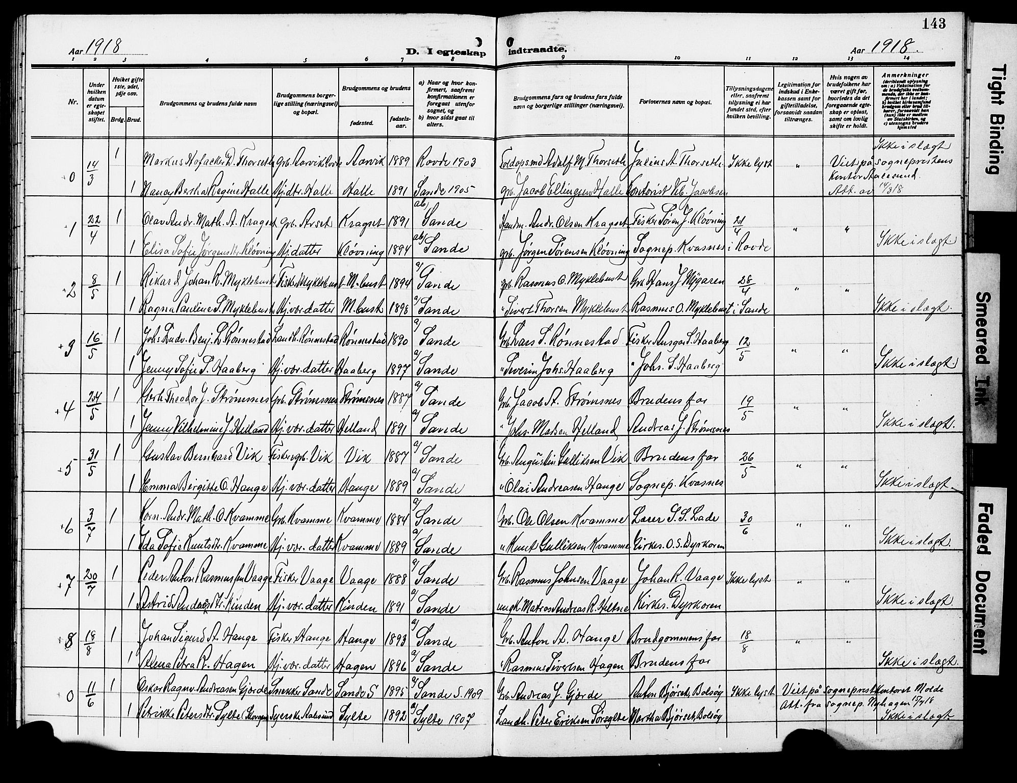 Ministerialprotokoller, klokkerbøker og fødselsregistre - Møre og Romsdal, AV/SAT-A-1454/503/L0050: Klokkerbok nr. 503C05, 1909-1922, s. 143