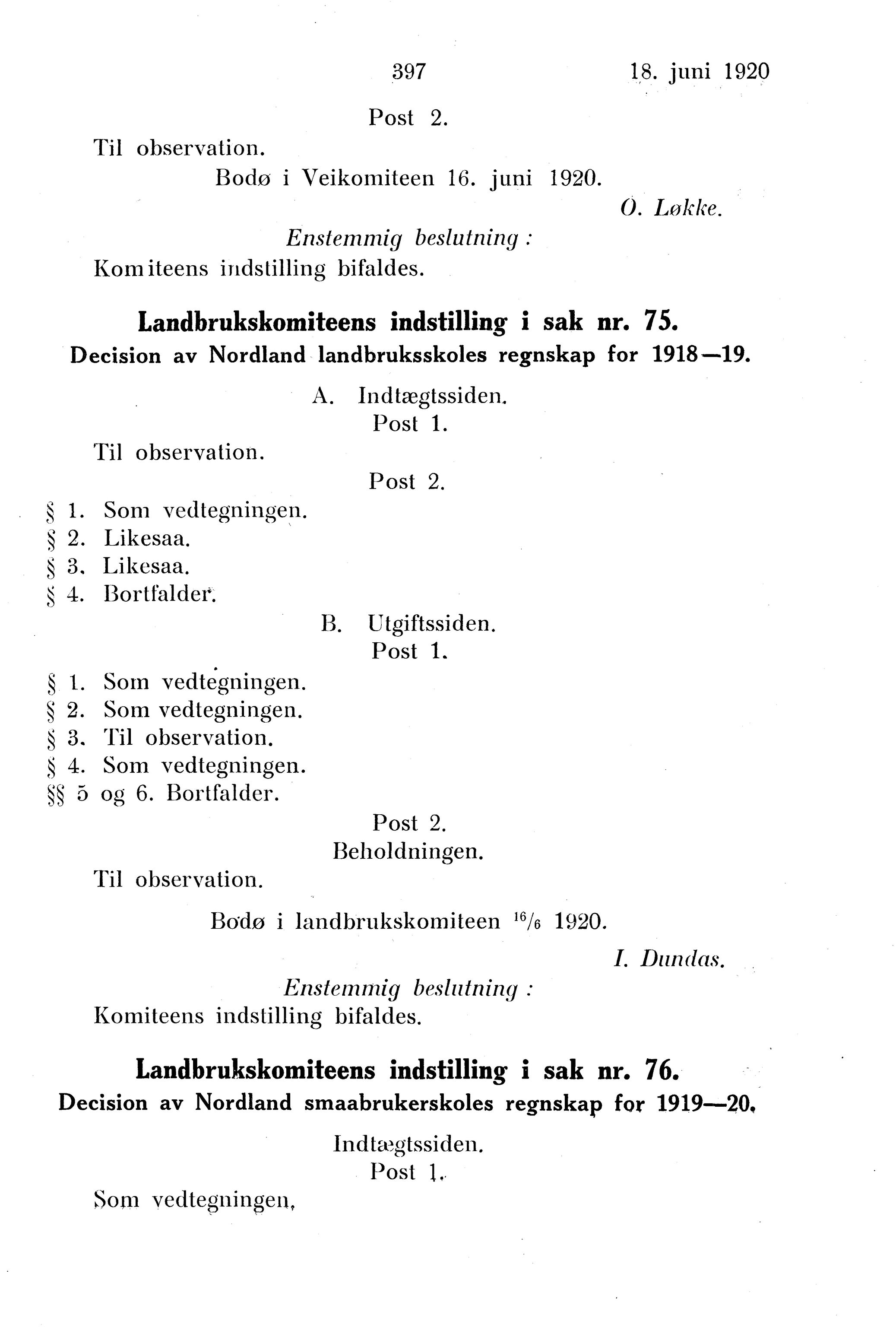 Nordland Fylkeskommune. Fylkestinget, AIN/NFK-17/176/A/Ac/L0043: Fylkestingsforhandlinger 1920, 1920