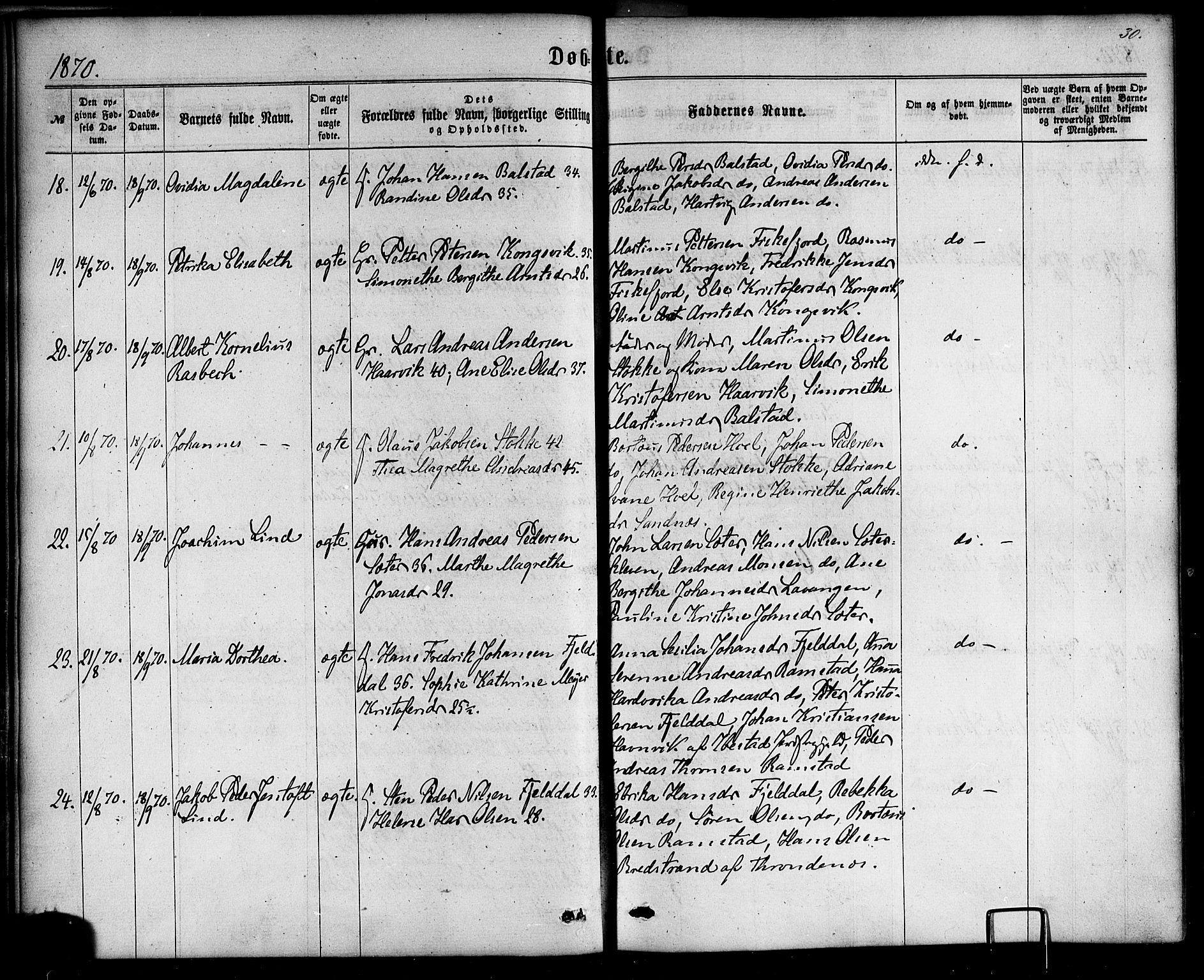 Ministerialprotokoller, klokkerbøker og fødselsregistre - Nordland, AV/SAT-A-1459/865/L0923: Ministerialbok nr. 865A01, 1864-1884, s. 30