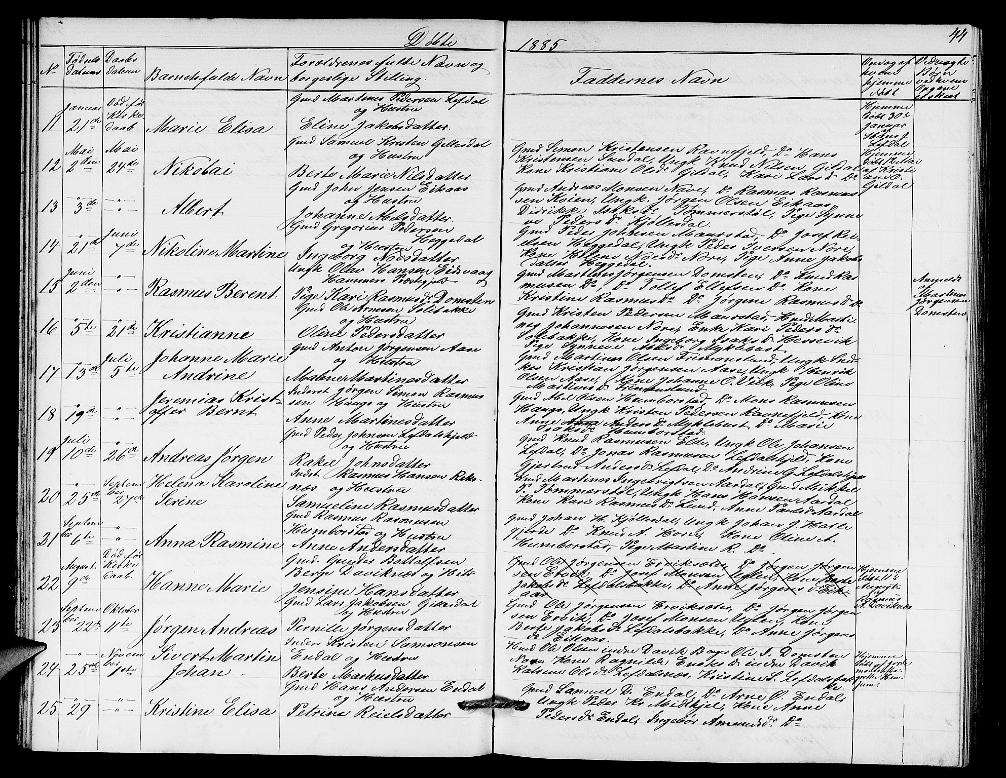 Davik sokneprestembete, AV/SAB-A-79701/H/Hab/Haba/L0001: Klokkerbok nr. A 1, 1866-1889, s. 44