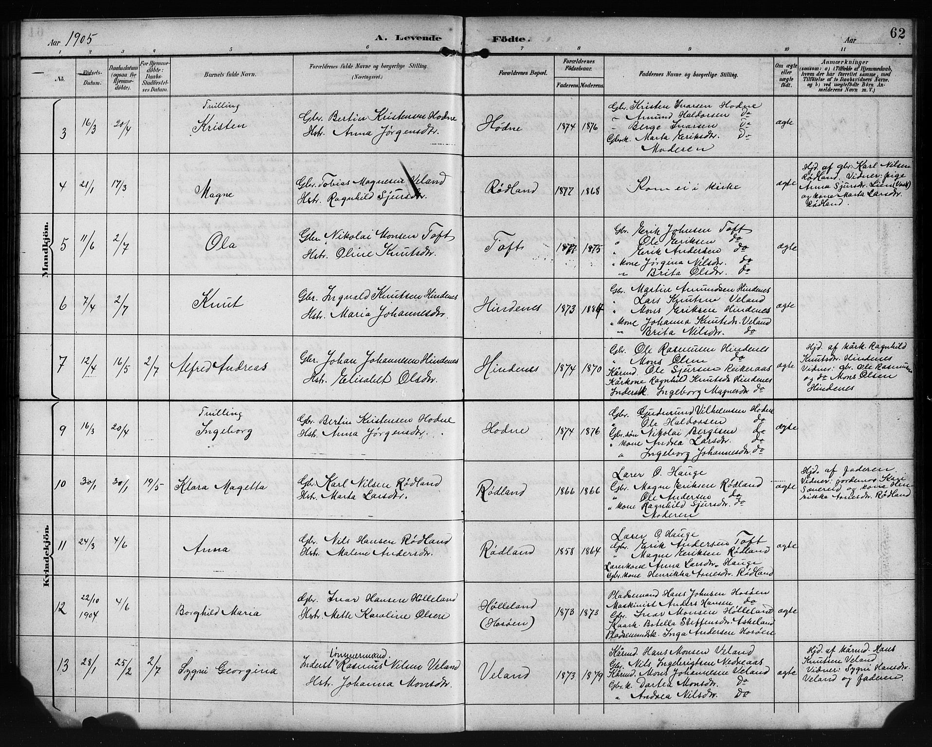 Lindås Sokneprestembete, AV/SAB-A-76701/H/Hab/Habe/L0003: Klokkerbok nr. E 3, 1892-1905, s. 62