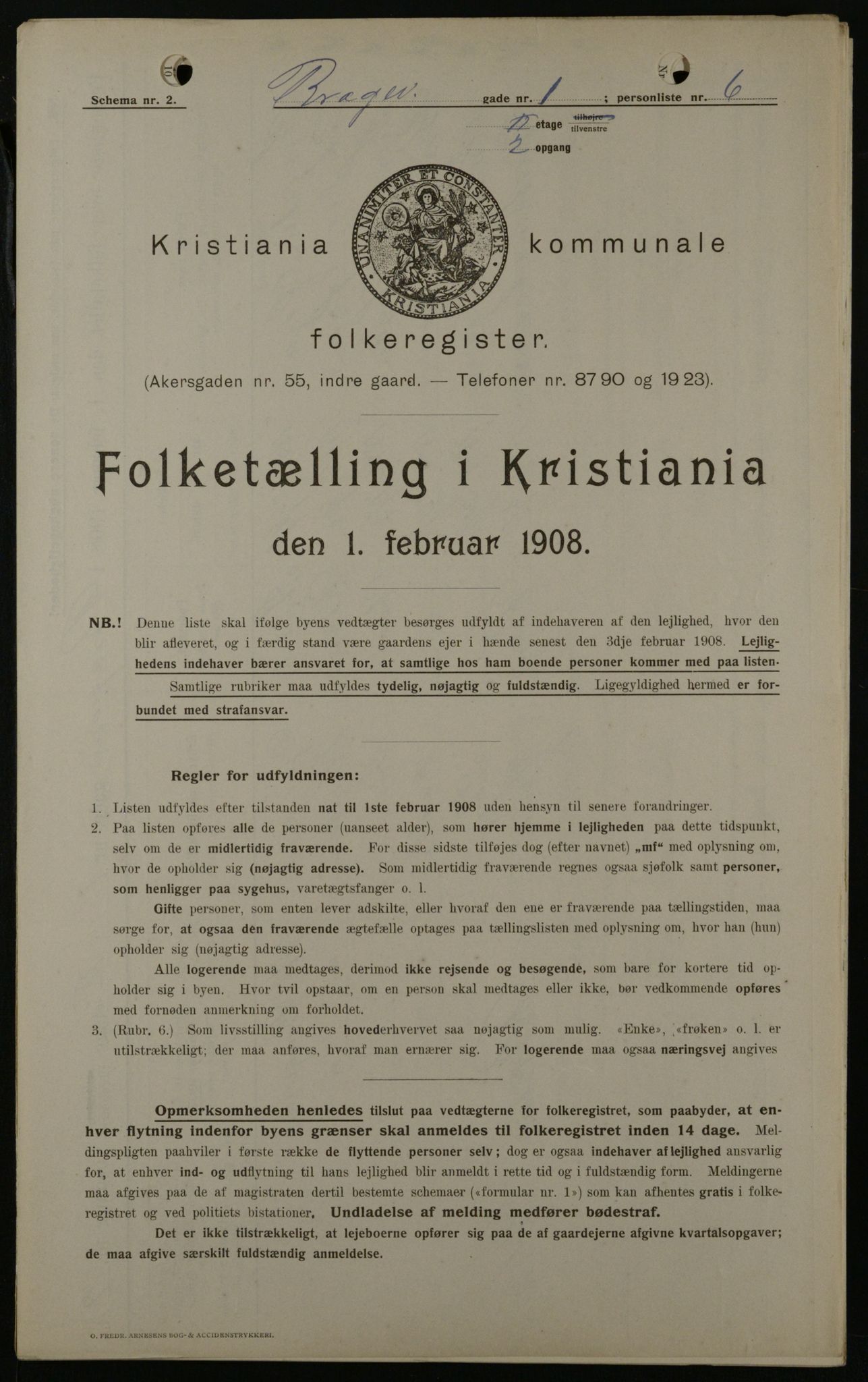 OBA, Kommunal folketelling 1.2.1908 for Kristiania kjøpstad, 1908, s. 7816