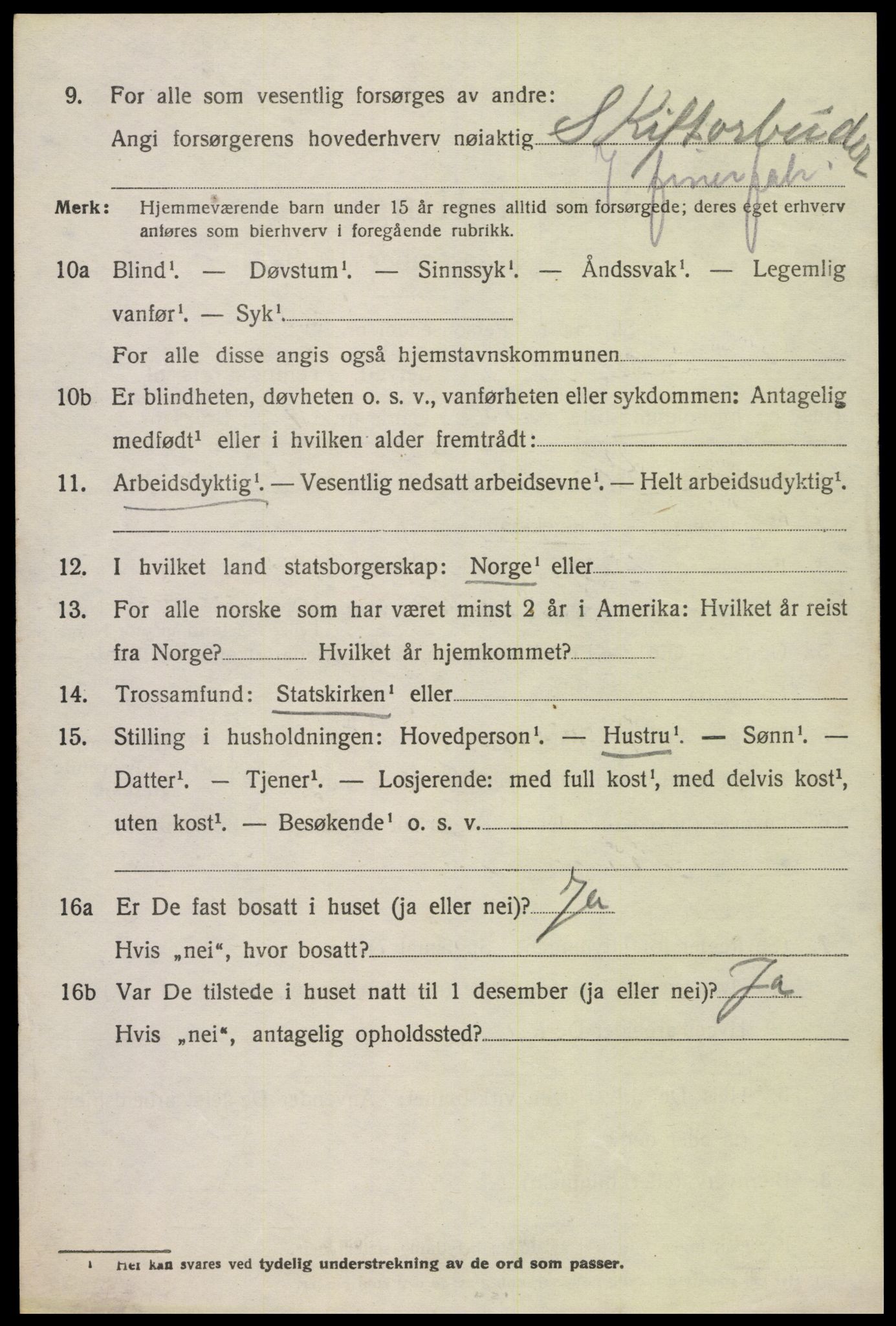 SAK, Folketelling 1920 for 1012 Oddernes herred, 1920, s. 5374