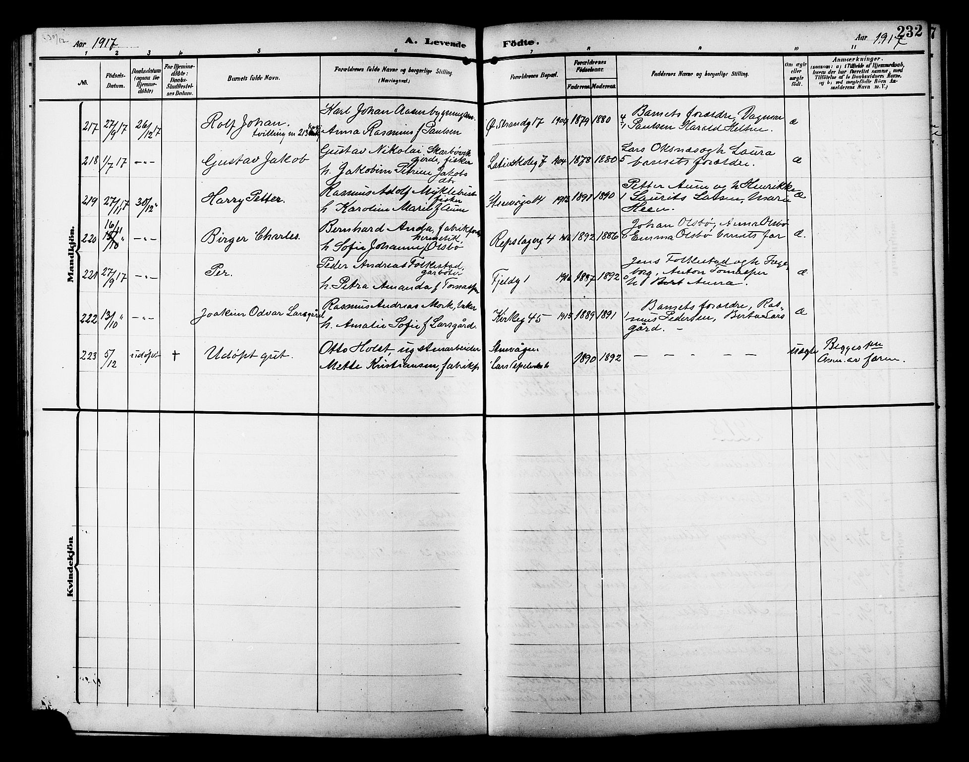 Ministerialprotokoller, klokkerbøker og fødselsregistre - Møre og Romsdal, AV/SAT-A-1454/529/L0471: Klokkerbok nr. 529C08, 1909-1921, s. 232