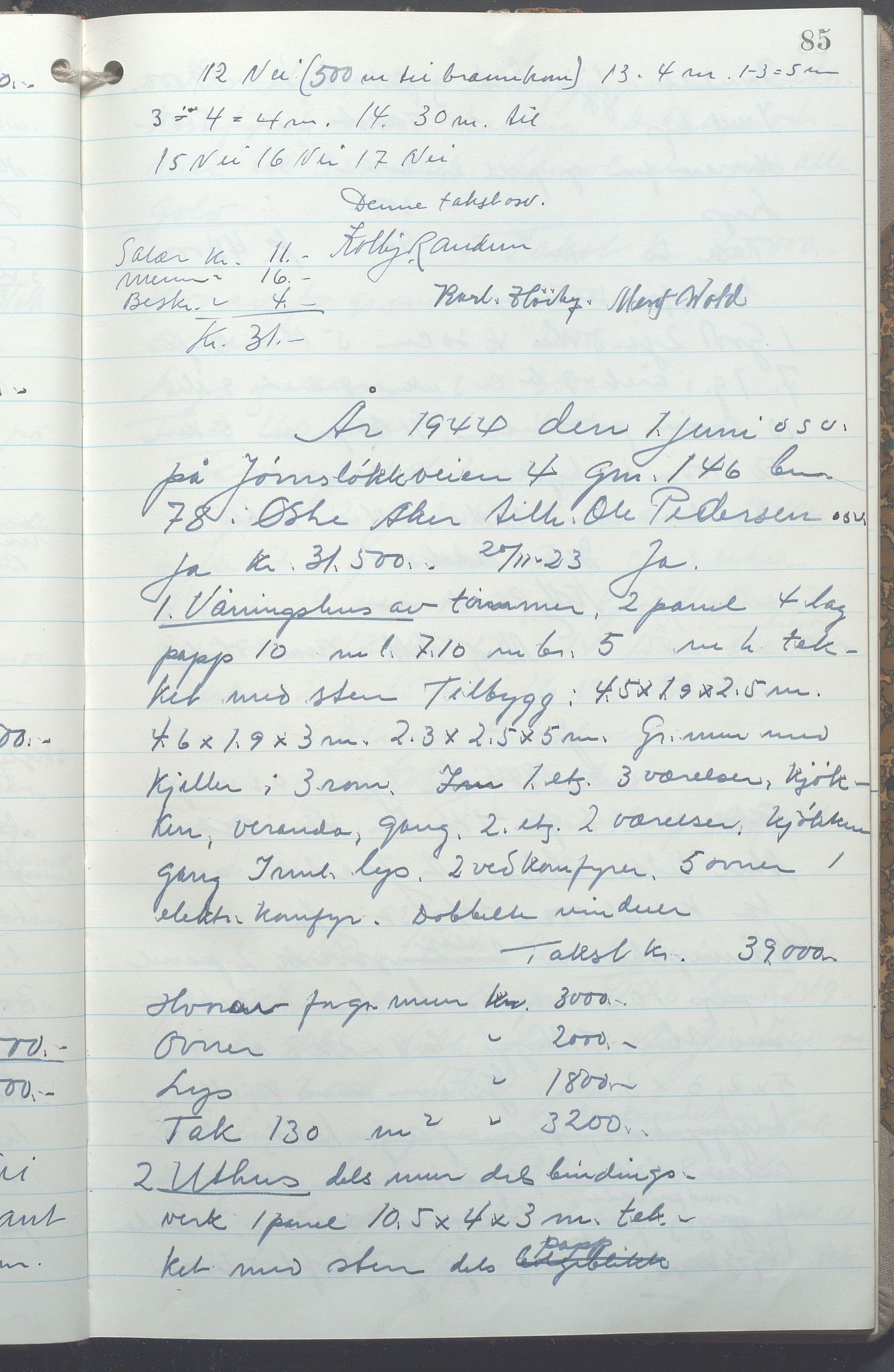 Lensmennene i Aker, OBA/A-10133/F/Fc/L0036: Branntakstprotokoll, 1944-1946, s. 85