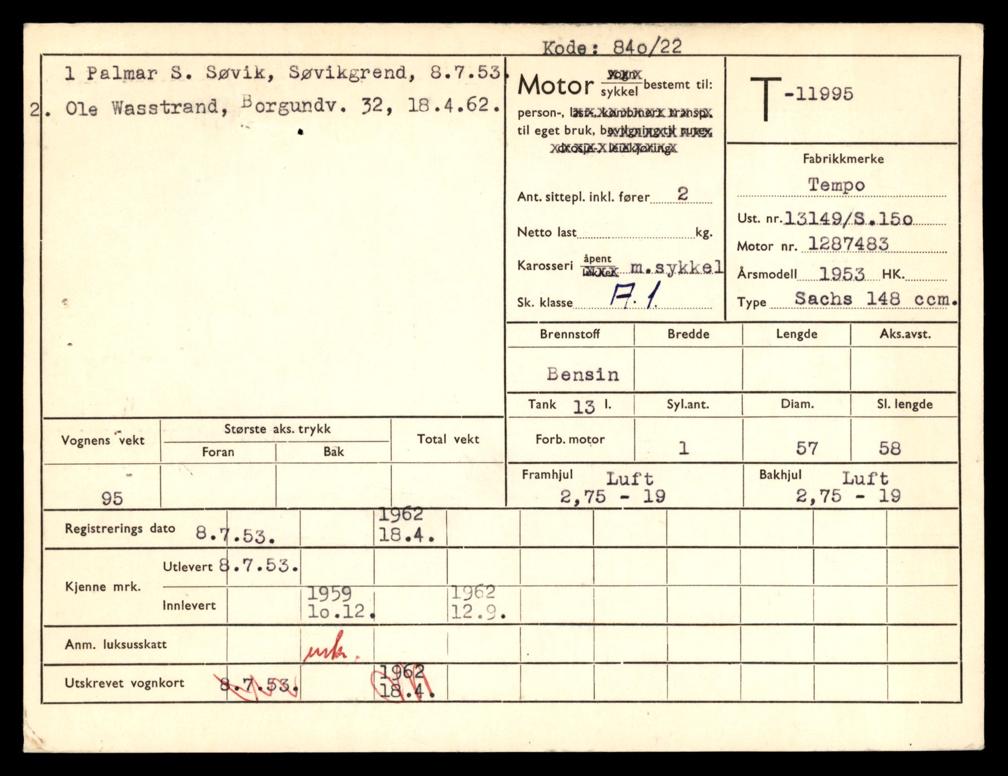 Møre og Romsdal vegkontor - Ålesund trafikkstasjon, AV/SAT-A-4099/F/Fe/L0031: Registreringskort for kjøretøy T 11800 - T 11996, 1927-1998, s. 3322