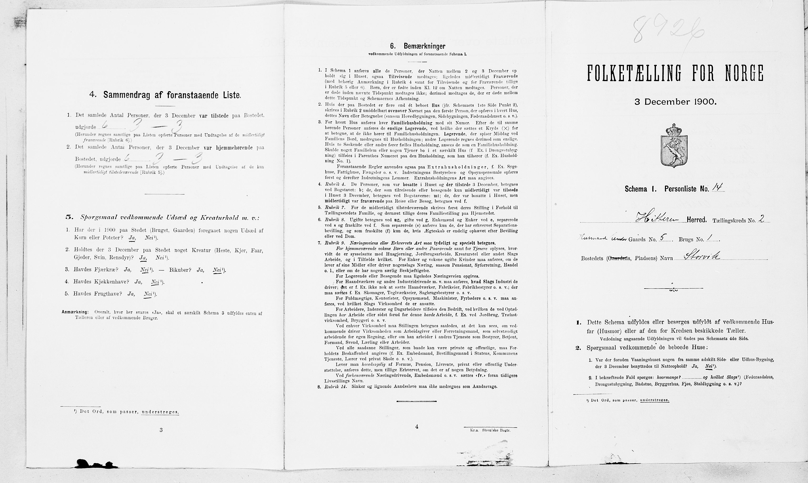 SAT, Folketelling 1900 for 1617 Hitra herred, 1900, s. 176