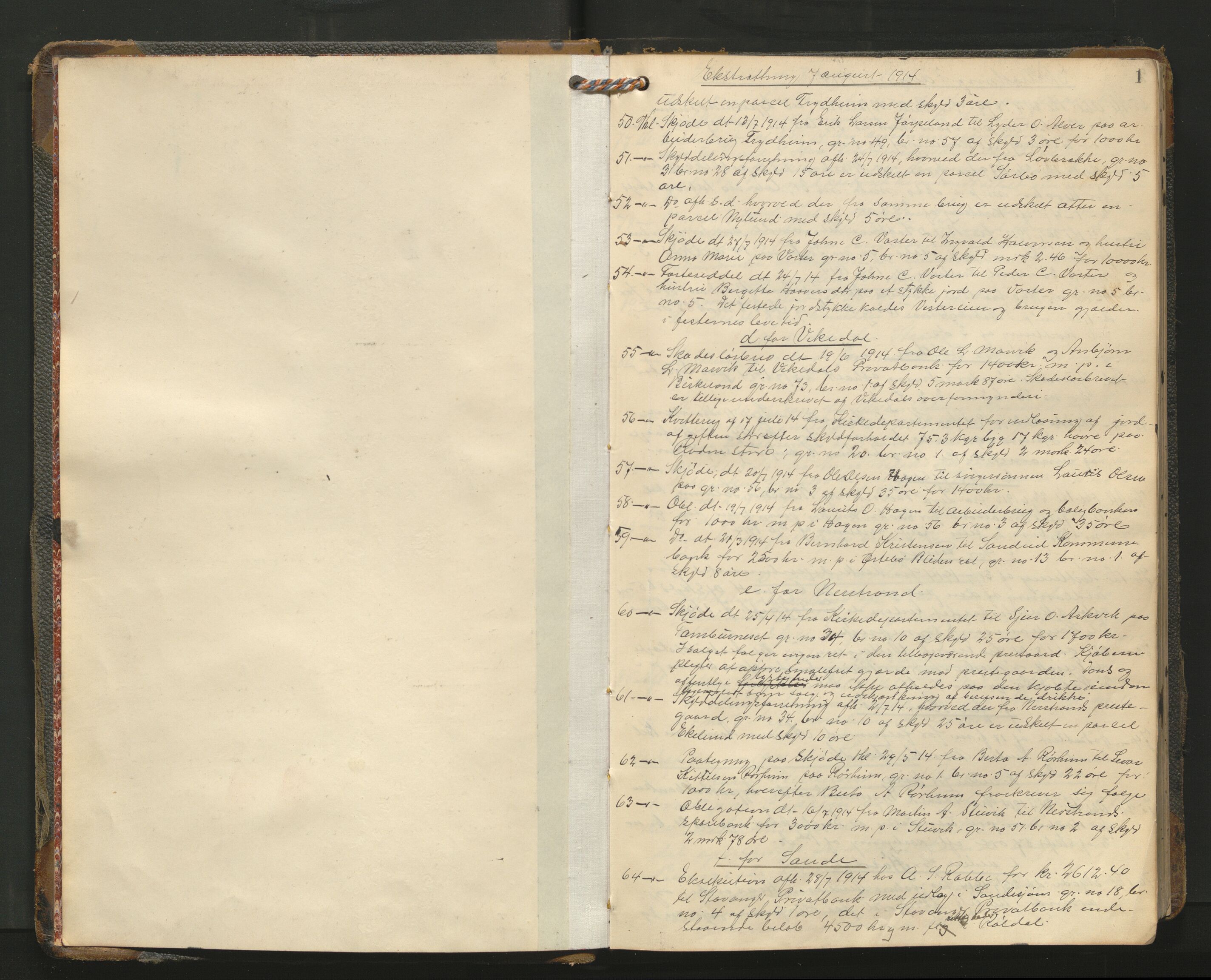 Ryfylke tingrett, AV/SAST-A-100055/001/I/IB/IB0/L0025: Tingbok, Ryfylke, 1914-1917, s. 1