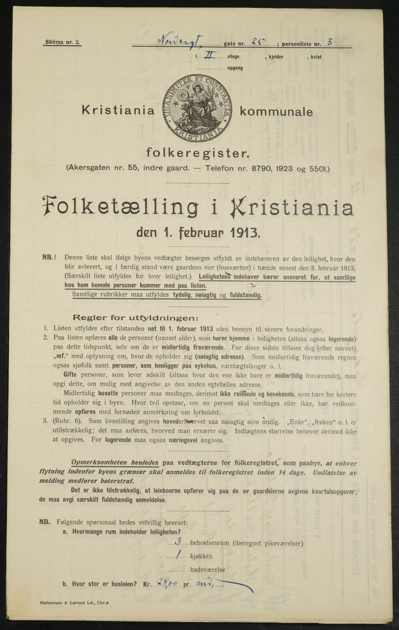 OBA, Kommunal folketelling 1.2.1913 for Kristiania, 1913, s. 73407