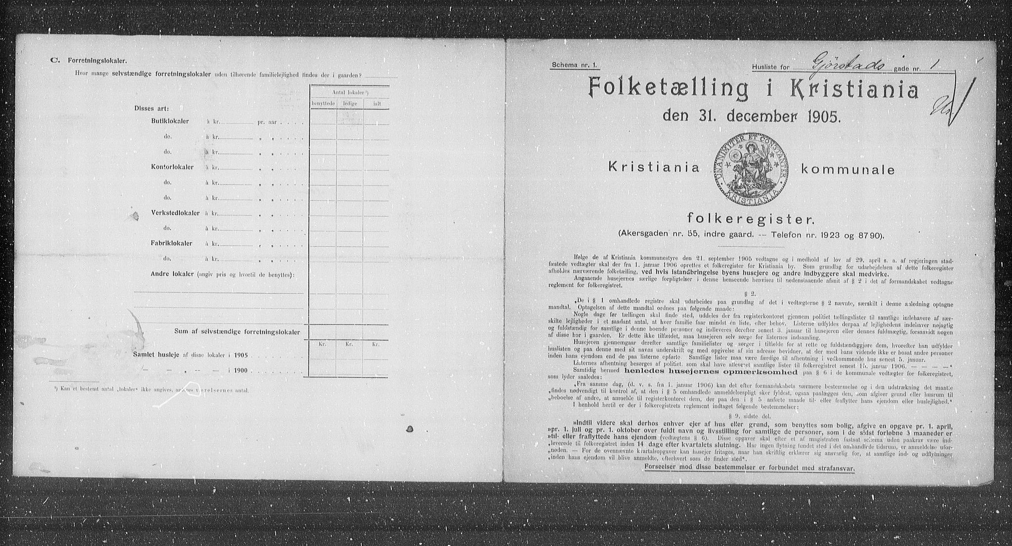 OBA, Kommunal folketelling 31.12.1905 for Kristiania kjøpstad, 1905, s. 15245