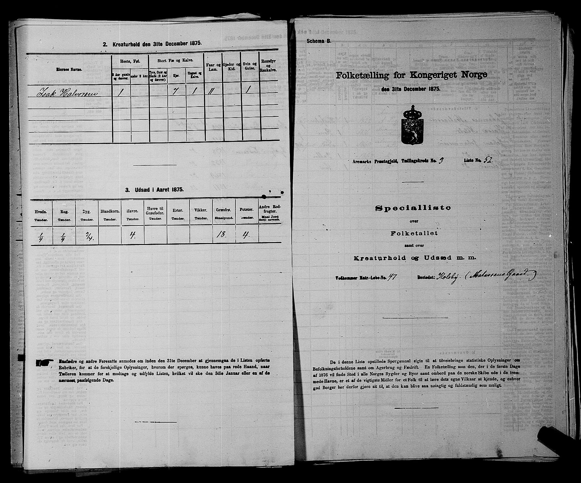 RA, Folketelling 1875 for 0118P Aremark prestegjeld, 1875, s. 463