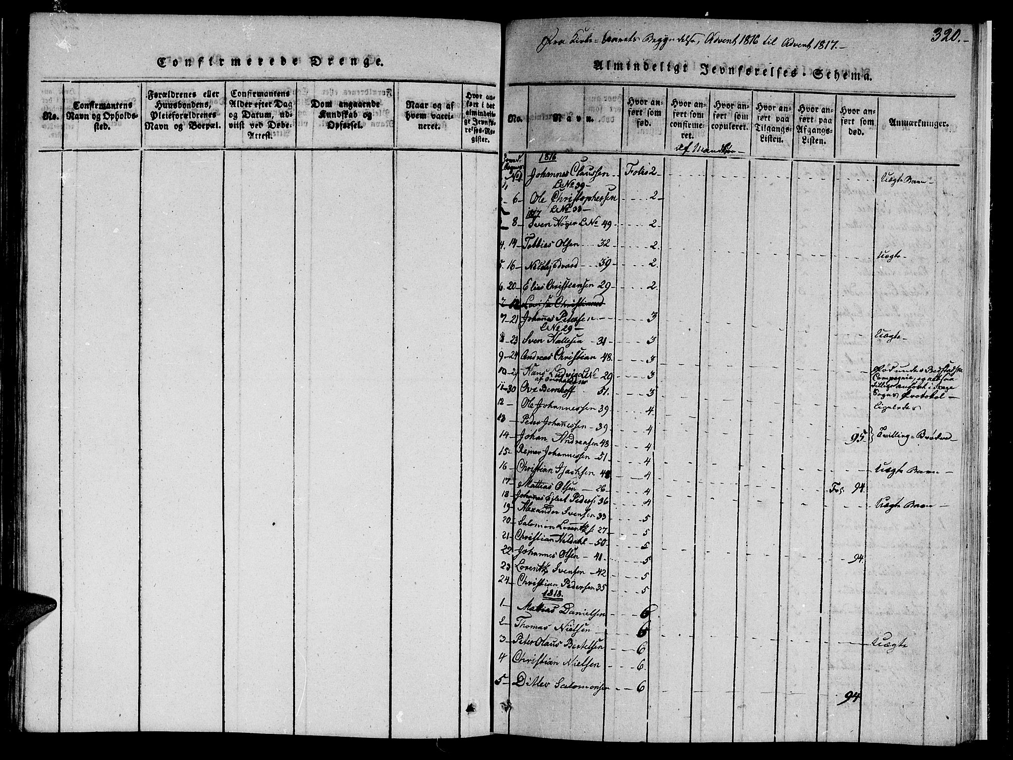 Ministerialprotokoller, klokkerbøker og fødselsregistre - Nord-Trøndelag, SAT/A-1458/764/L0559: Klokkerbok nr. 764C01, 1816-1824, s. 320