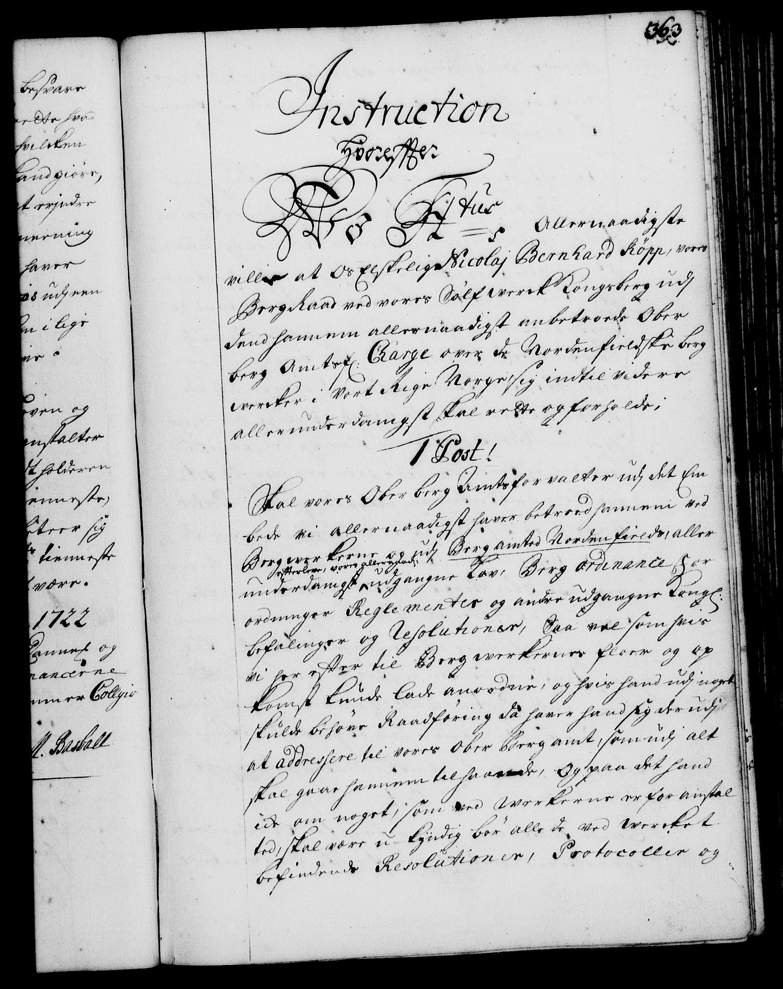 Rentekammeret, Kammerkanselliet, AV/RA-EA-3111/G/Gg/Ggi/L0001: Norsk instruksjonsprotokoll med register (merket RK 53.34), 1720-1729, s. 363