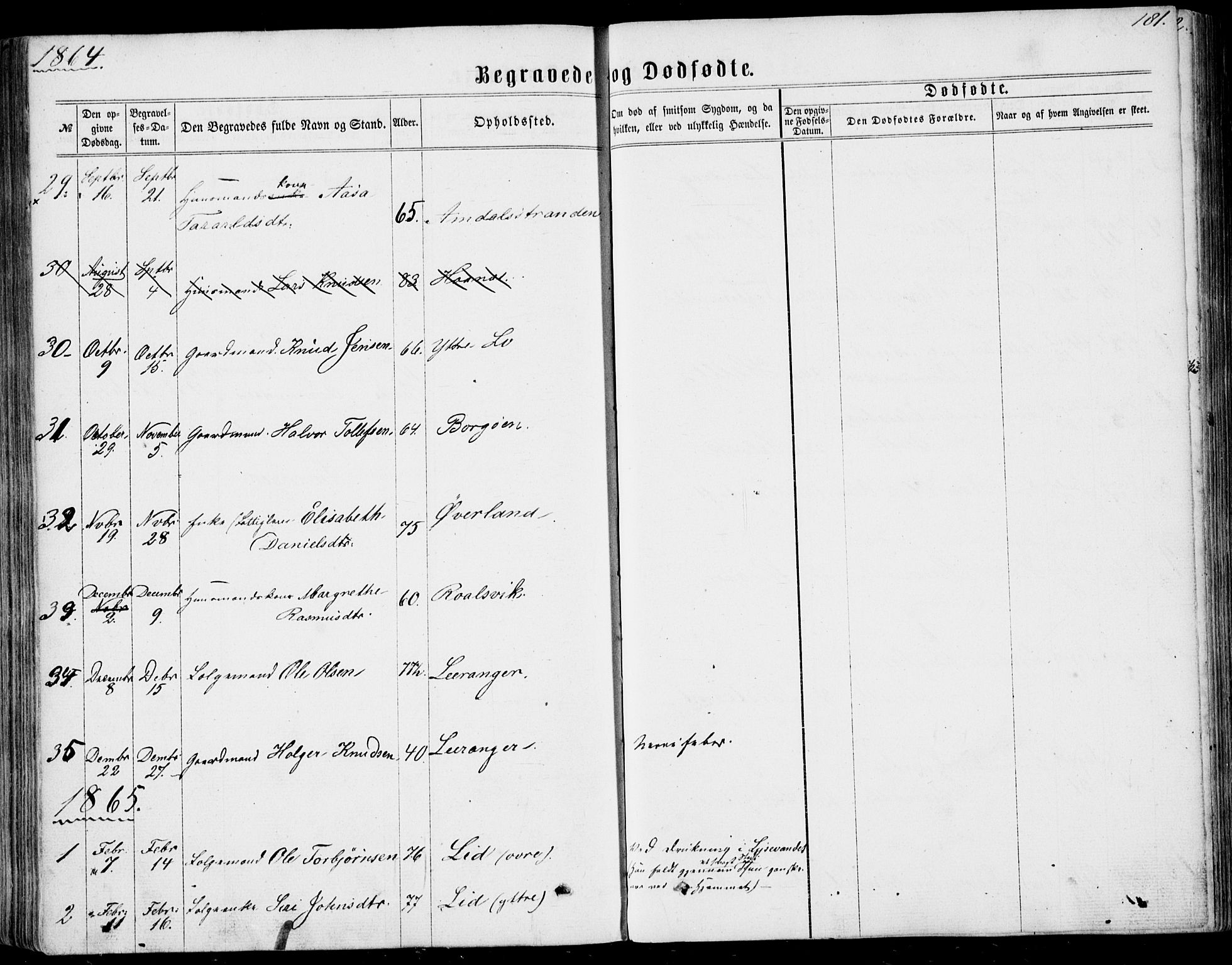 Nedstrand sokneprestkontor, SAST/A-101841/01/IV: Ministerialbok nr. A 9, 1861-1876, s. 181