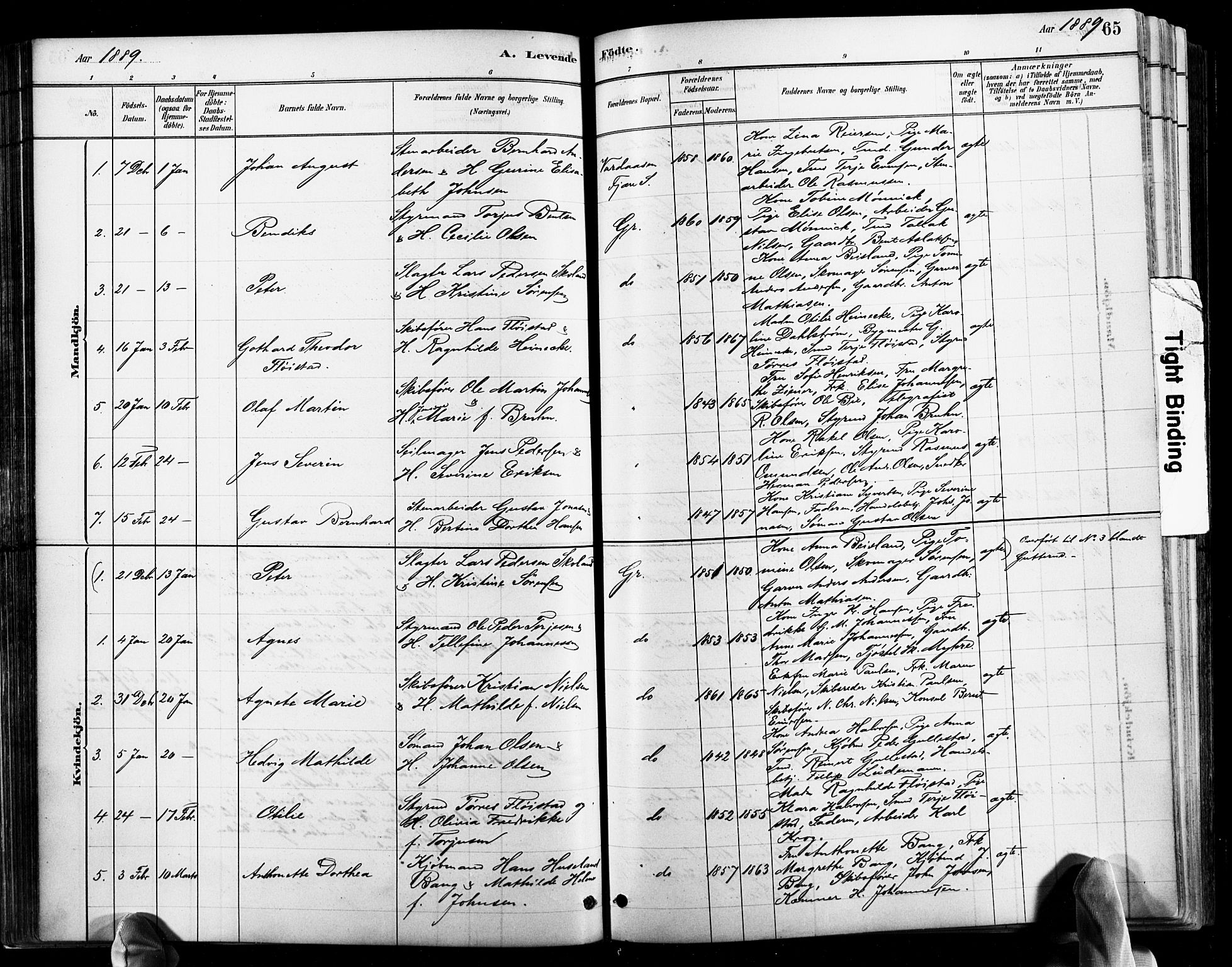 Grimstad sokneprestkontor, AV/SAK-1111-0017/F/Fb/L0001: Klokkerbok nr. B 1, 1881-1922, s. 65