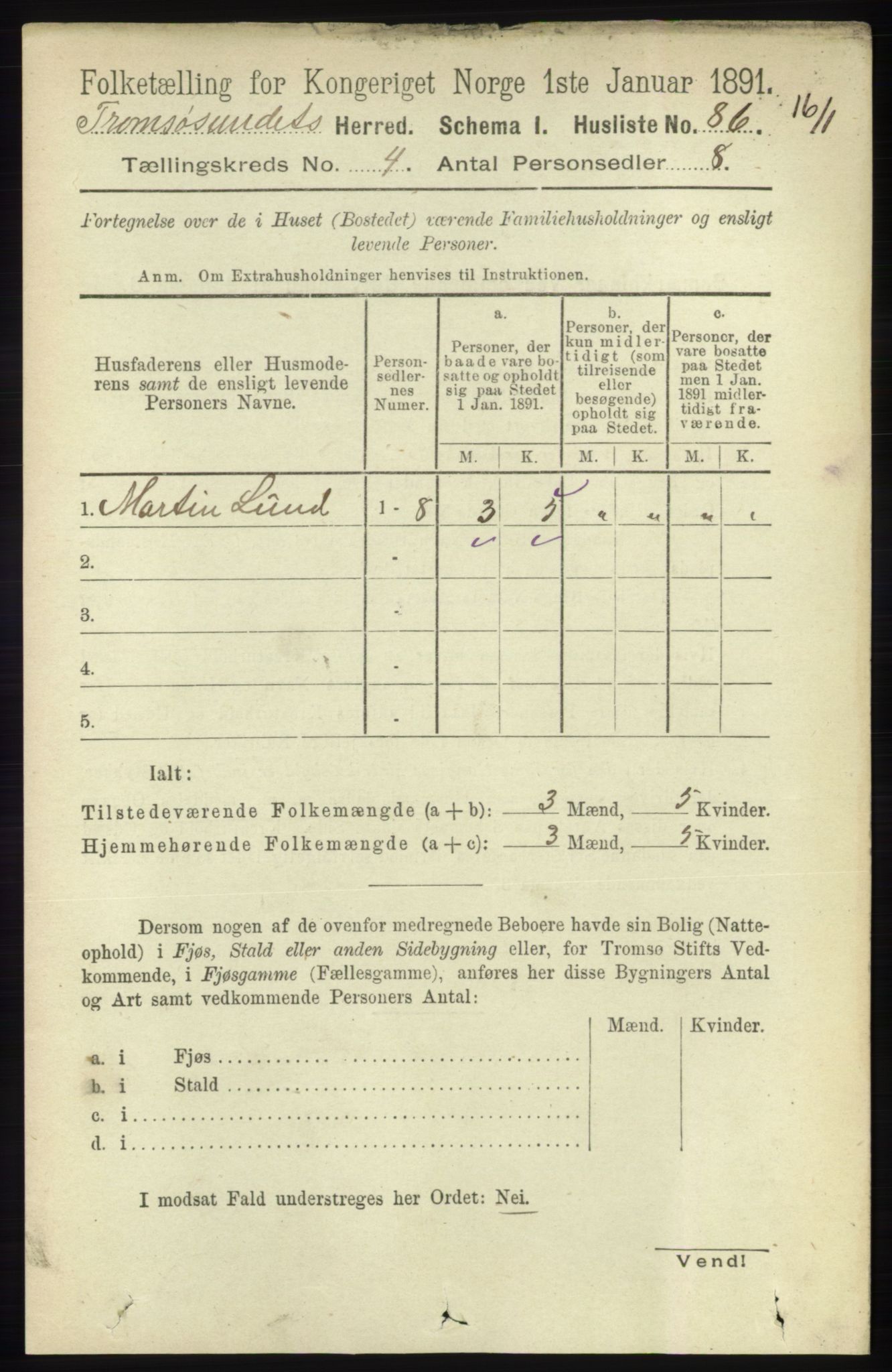 RA, Folketelling 1891 for 1934 Tromsøysund herred, 1891, s. 1543