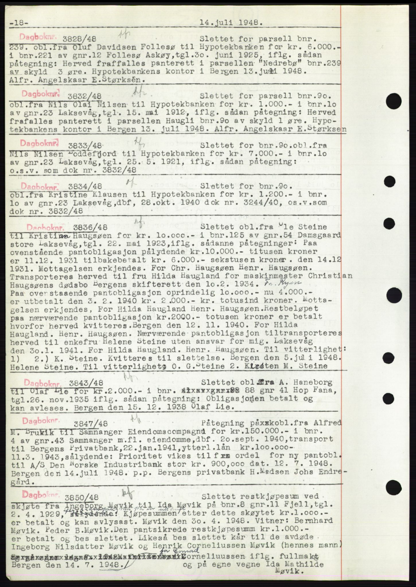 Midhordland sorenskriveri, AV/SAB-A-3001/1/G/Gb/Gbp/L0004: Pantebok nr. C3b, 1946-1949, Dagboknr: 3828/1948