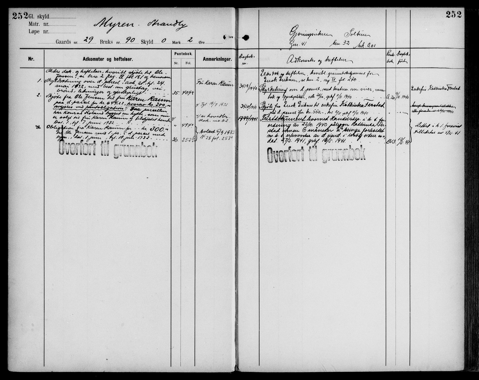 Midhordland sorenskriveri, AV/SAB-A-3001/1/G/Ga/Gab/L0109: Panteregister nr. II.A.b.109, s. 252