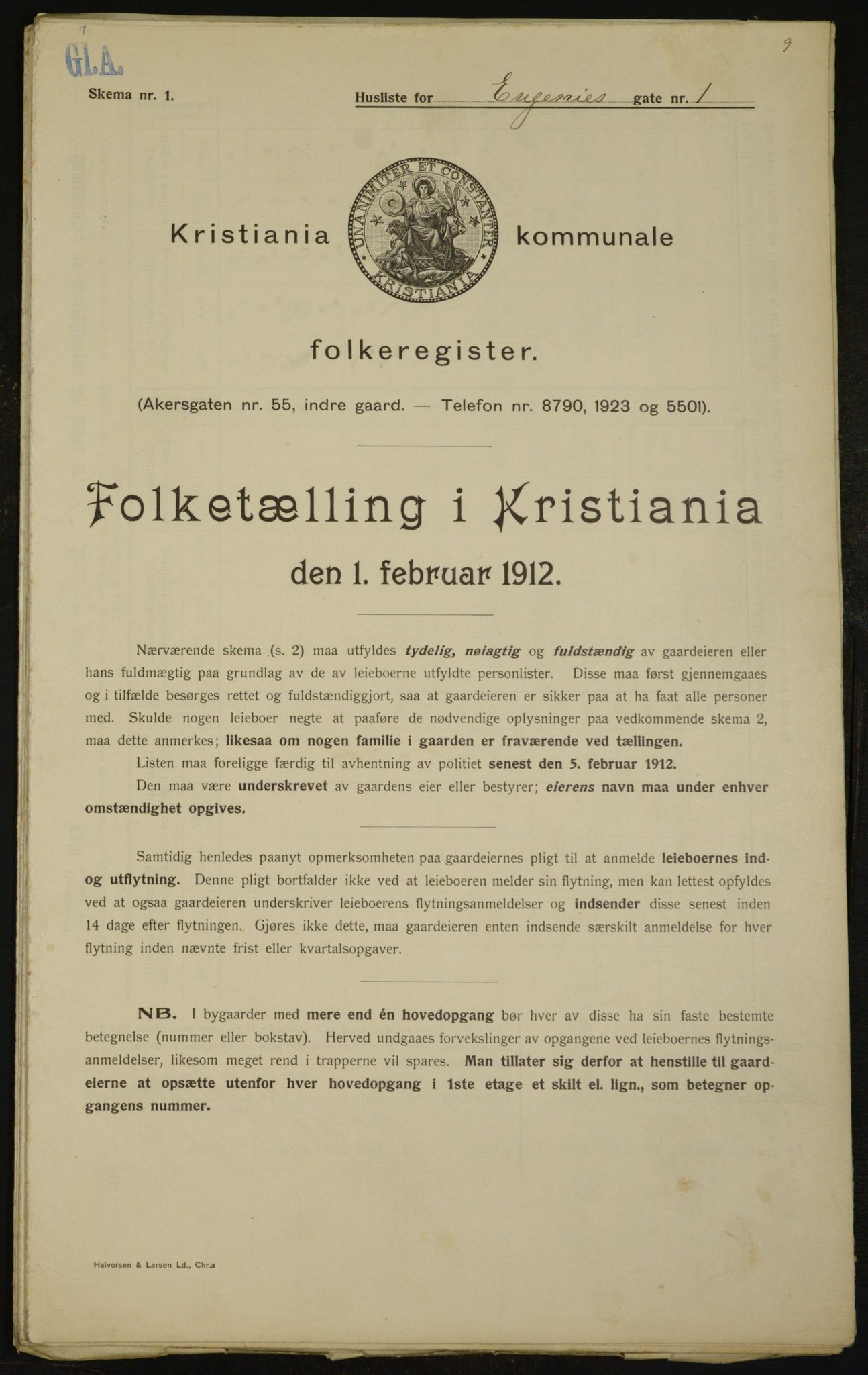 OBA, Kommunal folketelling 1.2.1912 for Kristiania, 1912, s. 22587