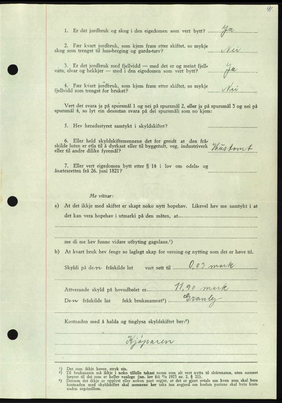 Nordmøre sorenskriveri, AV/SAT-A-4132/1/2/2Ca: Pantebok nr. A112, 1949-1949, Dagboknr: 2173/1949