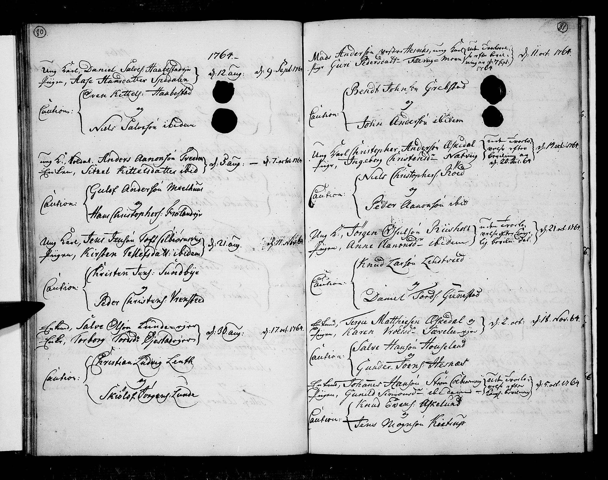 Øyestad sokneprestkontor, AV/SAK-1111-0049/F/Fa/L0007: Ministerialbok nr. A 7, 1758-1767, s. 80-81