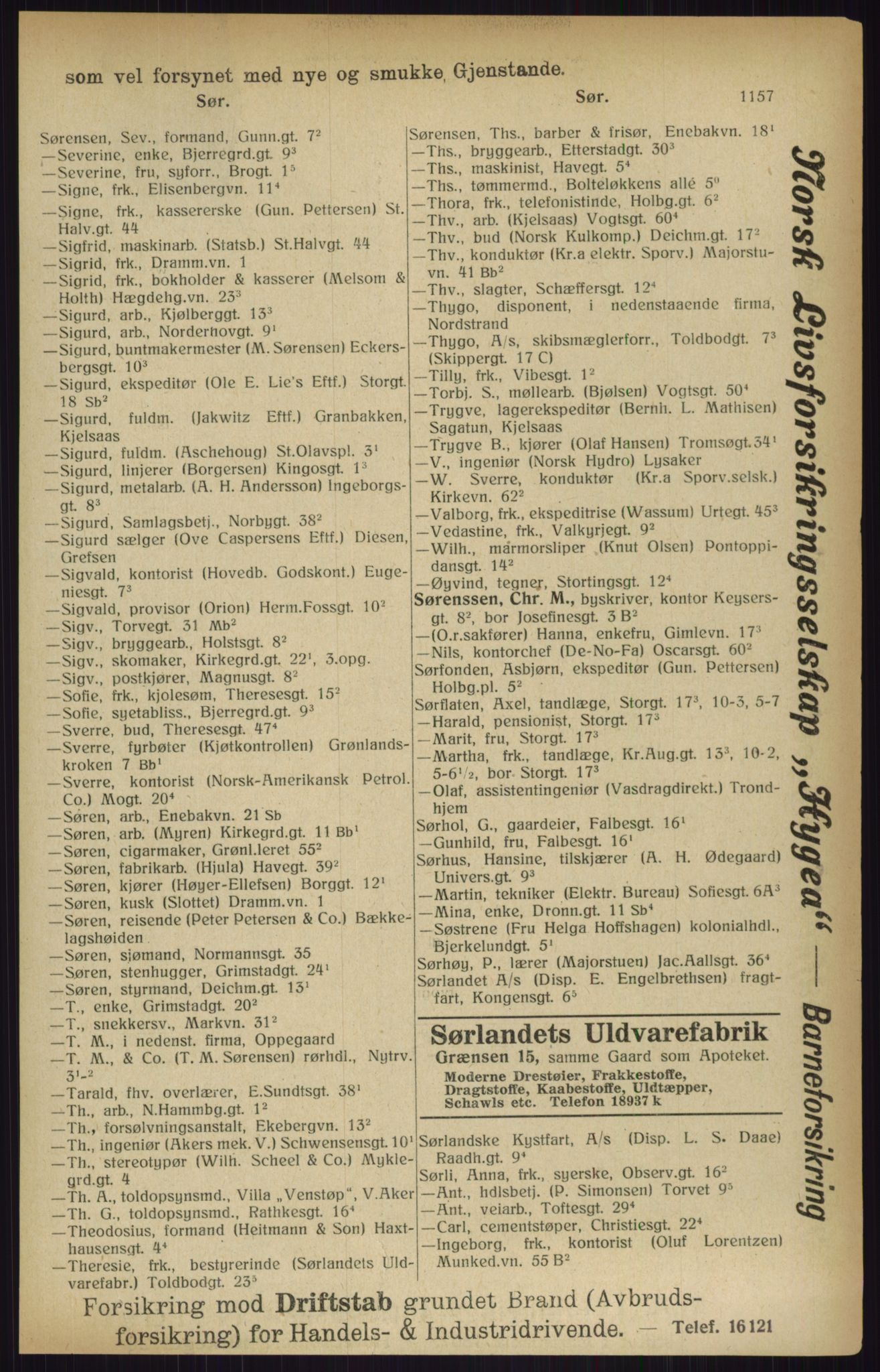 Kristiania/Oslo adressebok, PUBL/-, 1916, s. 1157