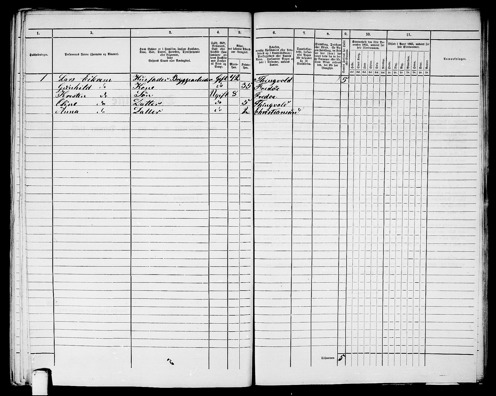 RA, Folketelling 1865 for 1503B Kristiansund prestegjeld, Kristiansund kjøpstad, 1865, s. 1052