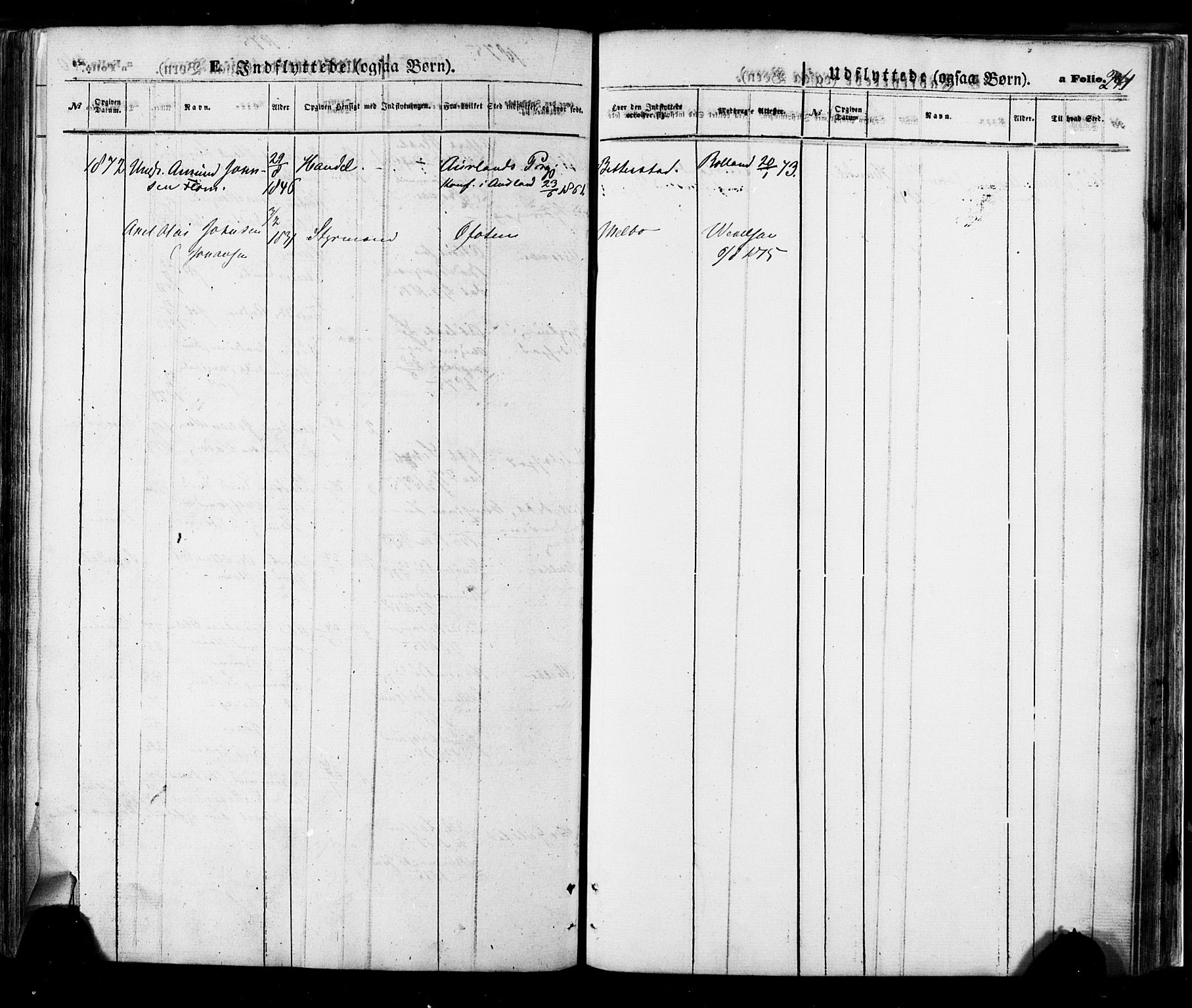 Ministerialprotokoller, klokkerbøker og fødselsregistre - Nordland, AV/SAT-A-1459/888/L1242: Ministerialbok nr. 888A08, 1870-1875, s. 241