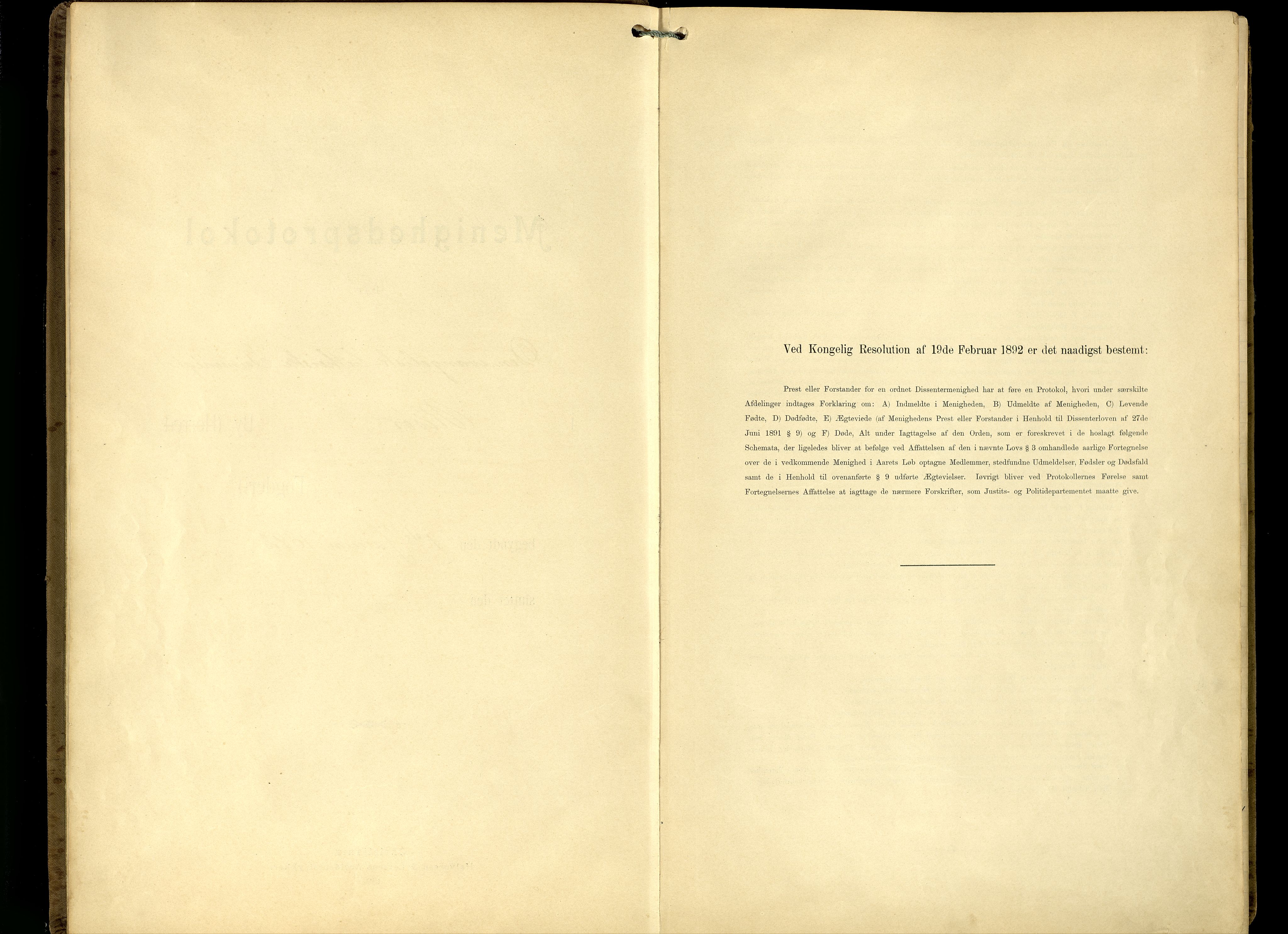 Den evangelisk-lutherske frimenighet, Risør, AV/SAK-1292-0007/F/Fa/L0002: Dissenterprotokoll nr. F 18, 1892-1954